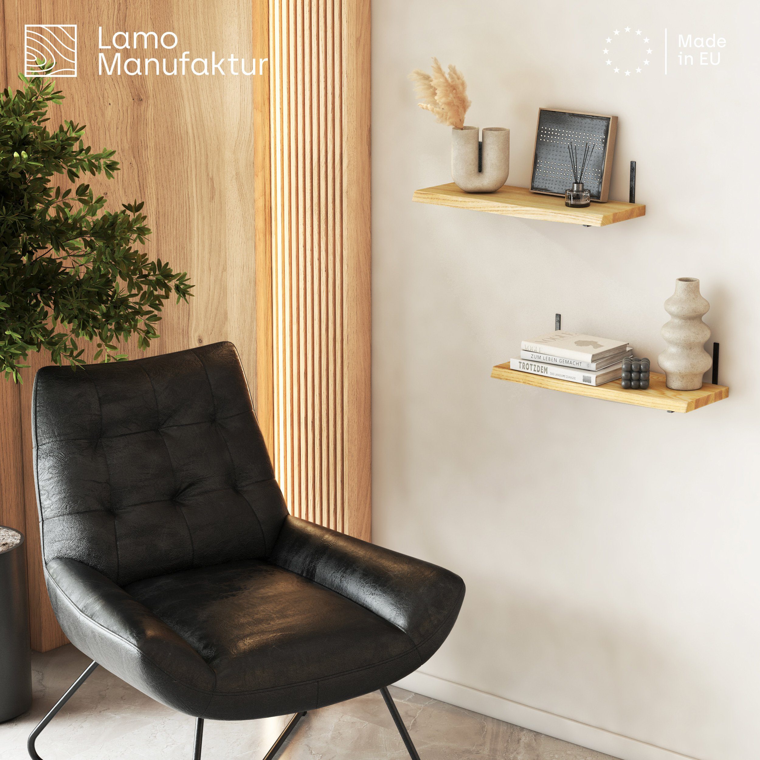 LAMO Manufaktur Wandregal LAMO Manufaktur 2 Stück Wandregal Holz 2x 42cm, S günstig online kaufen