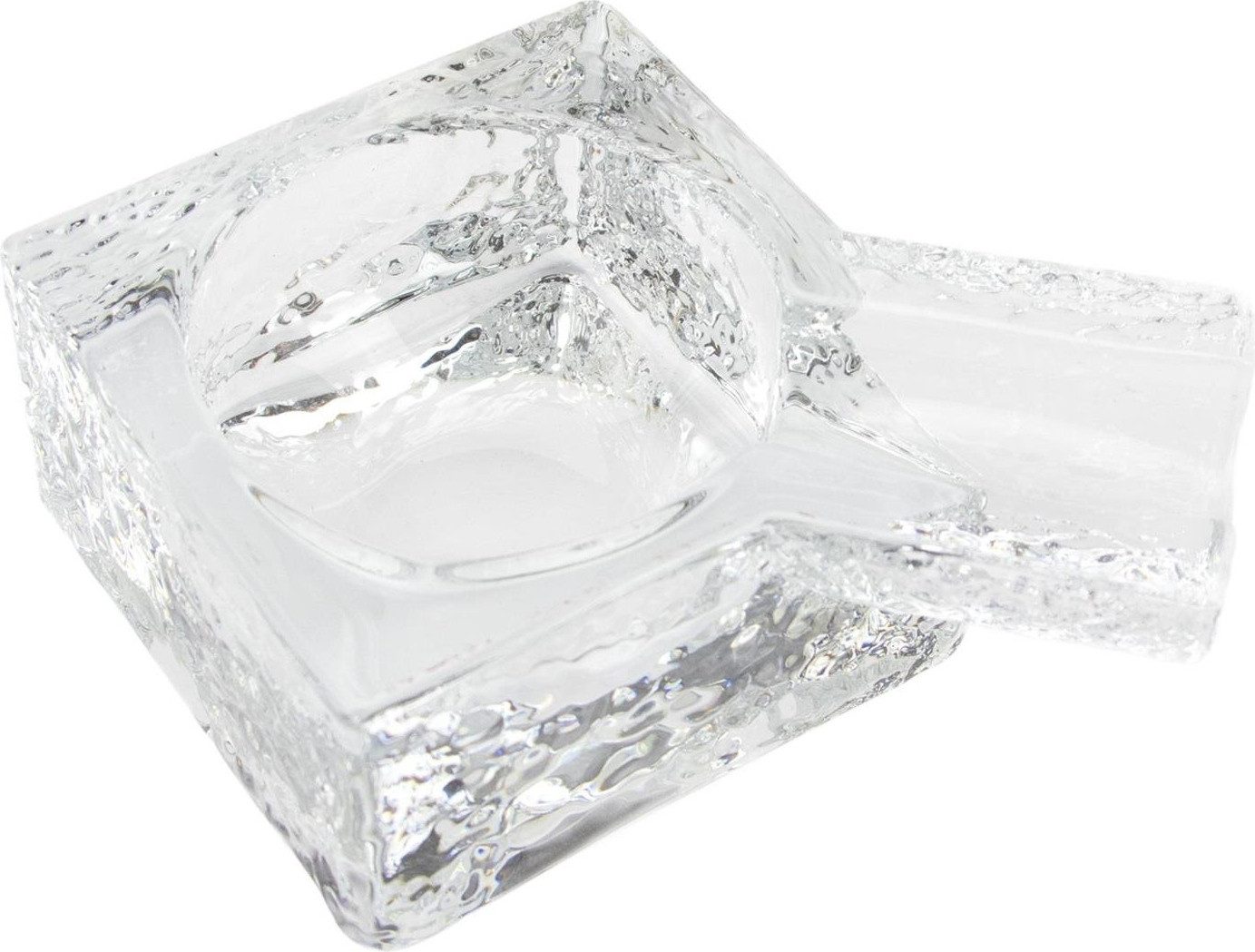 meytrade Aschenbecher Zigarrenascher aus Kristallglas transparent mit Ablage eckig, transparent