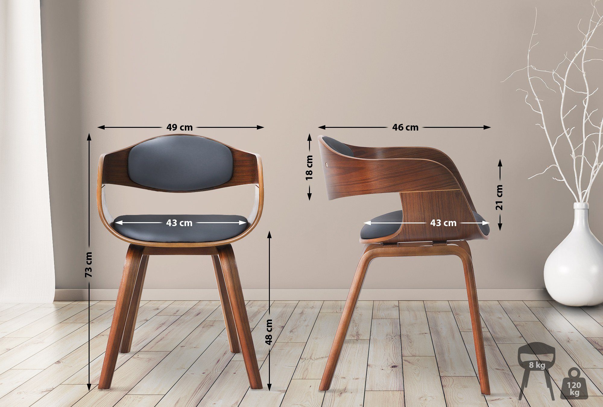 CLP Esszimmerstuhl Kingston Kunstleder (2er Set), günstig online kaufen