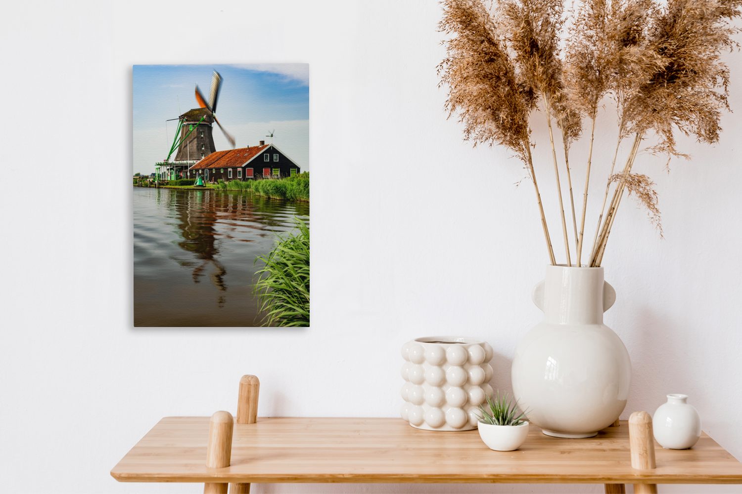 St), inkl. Niederlande, der bespannt cm Gemälde, Schans, fertig Zaanse Leinwandbild Zackenaufhänger, OneMillionCanvasses® in 20x30 Leinwandbild (1 Windmühle