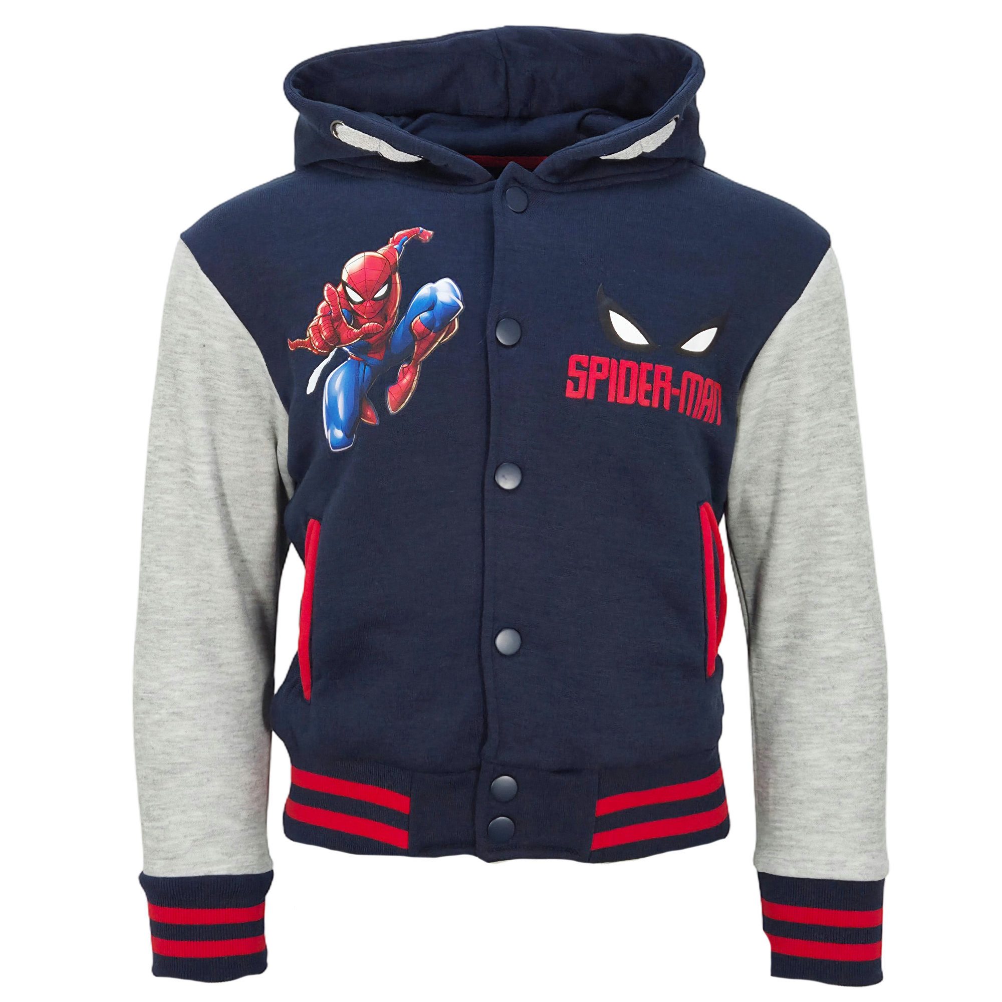 MARVEL Collegejacke Marvel Spiderman Kinder Jungen College Jacke Kapuzenjacke Gr. 98 bis 128