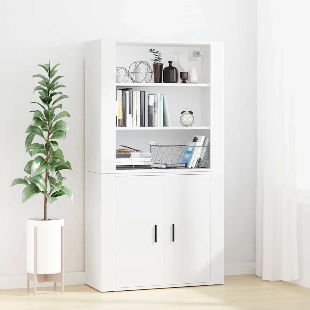 vidaXL Highboard Highboard Weiß Holzwerkstoff (1 St)