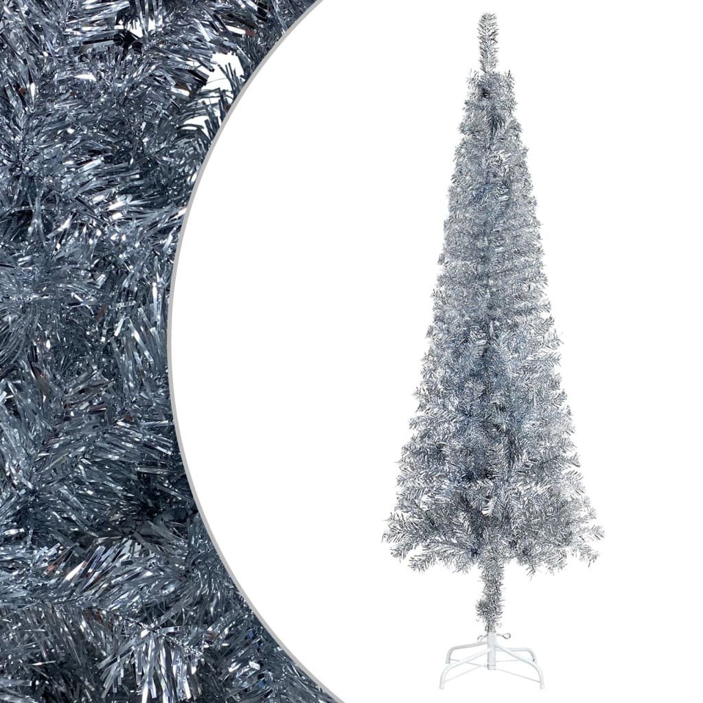 furnicato Künstlicher Weihnachtsbaum Schlanker Weihnachtsbaum Silbern 180 cm