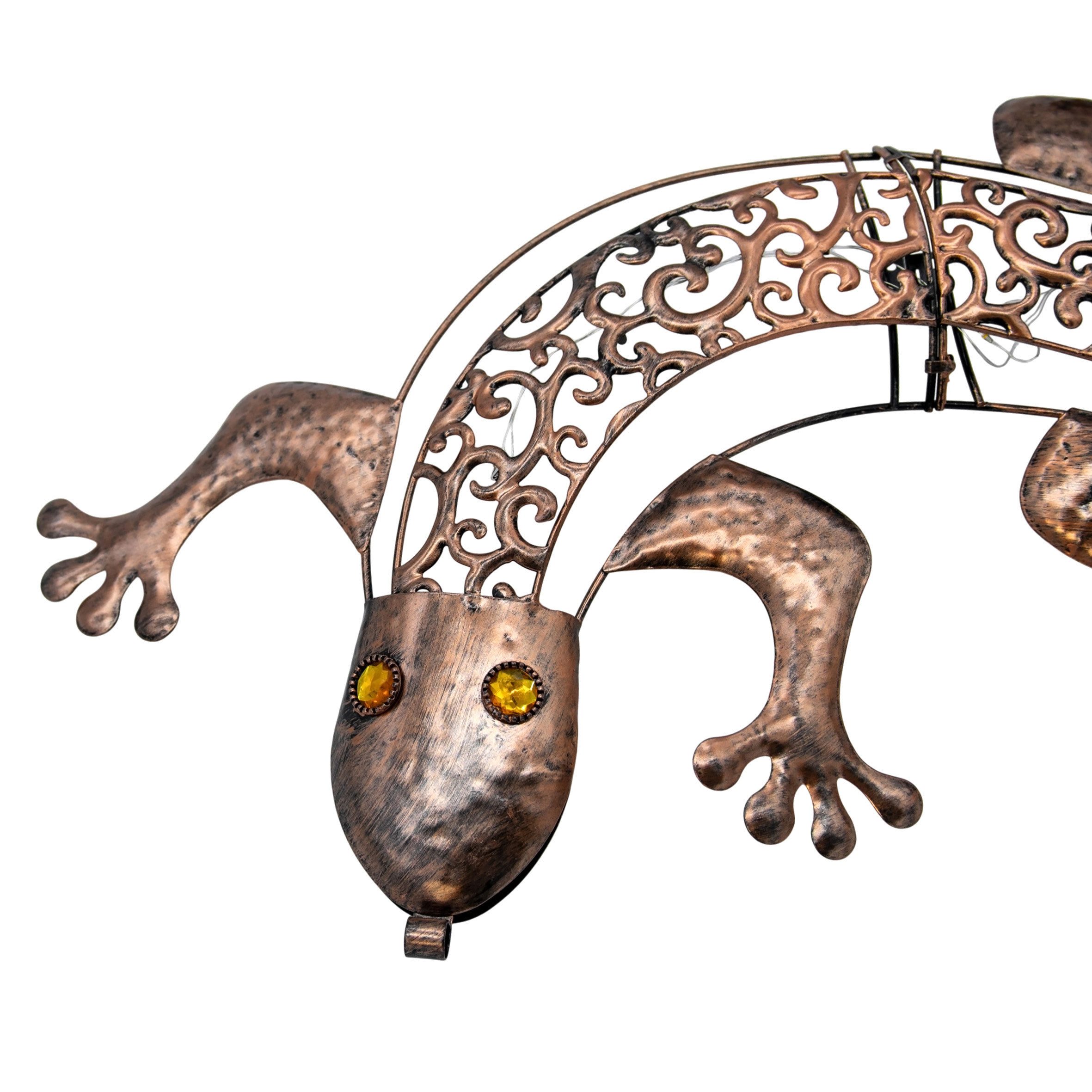 Spetebo LED-Dekofigur Solar Metall Wandbild Gecko in bronze mit 10 LED - 69 x 36 cm (Anzahl, 1 St., Stück), mit Dämmerungssensor – Bild 4 von 5