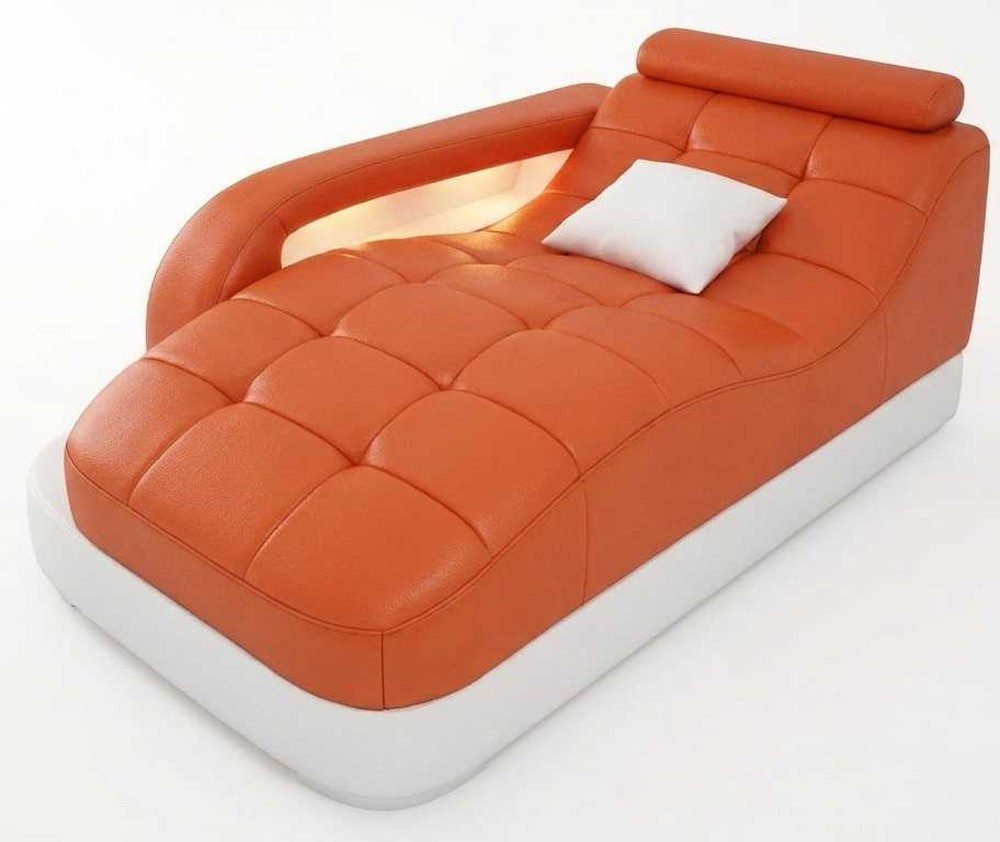 Xlmoebel Chaiselongue Moderne Orange Chaiselongue Relaxsessel Polstermöbel Wohnzimmer Luxus, 1 Teile, Mit LED