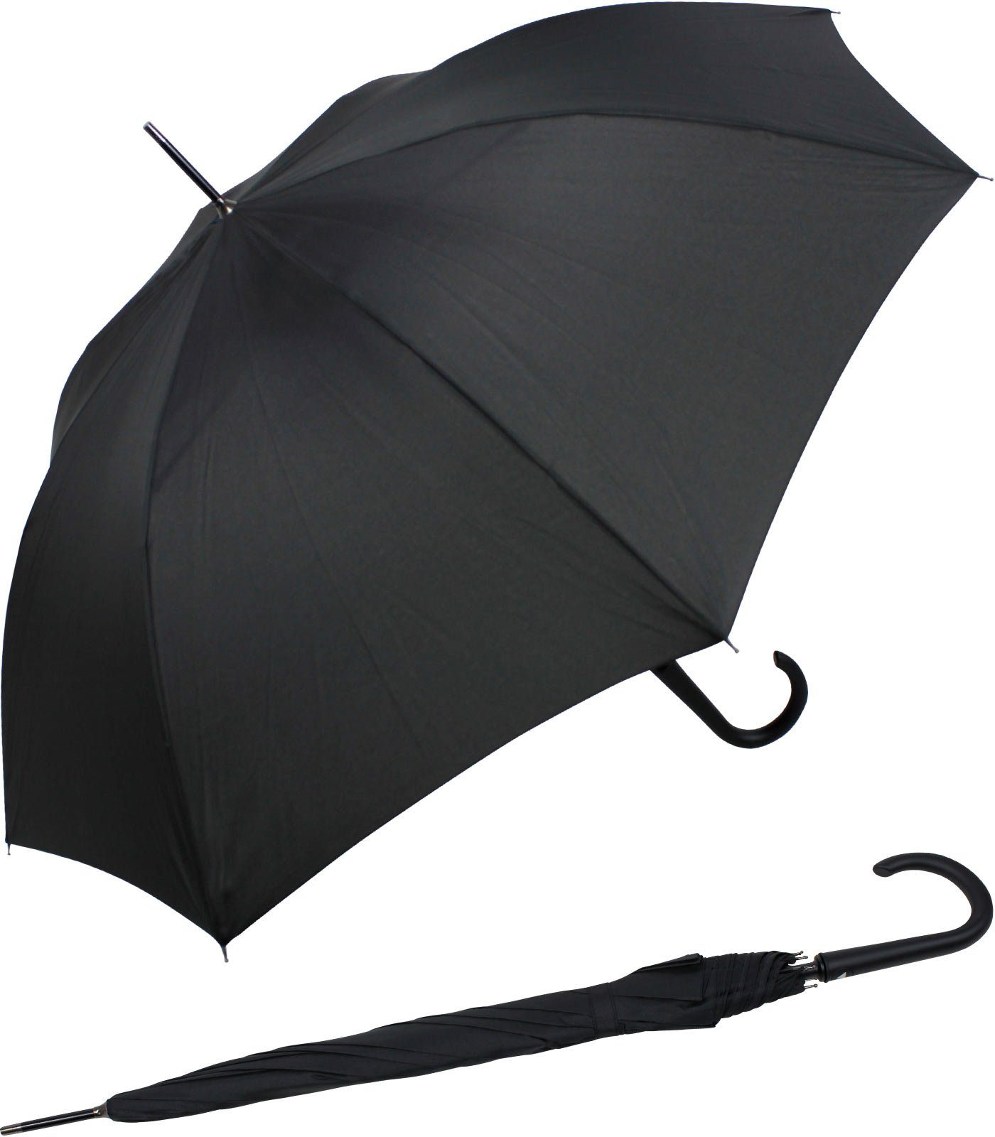 RS-Versand Langregenschirm großer stabiler Regenschirm mit Auf-Automatik, Stahl-Fiberglas-Gestell, integrierter Auslöseknopf schwarz