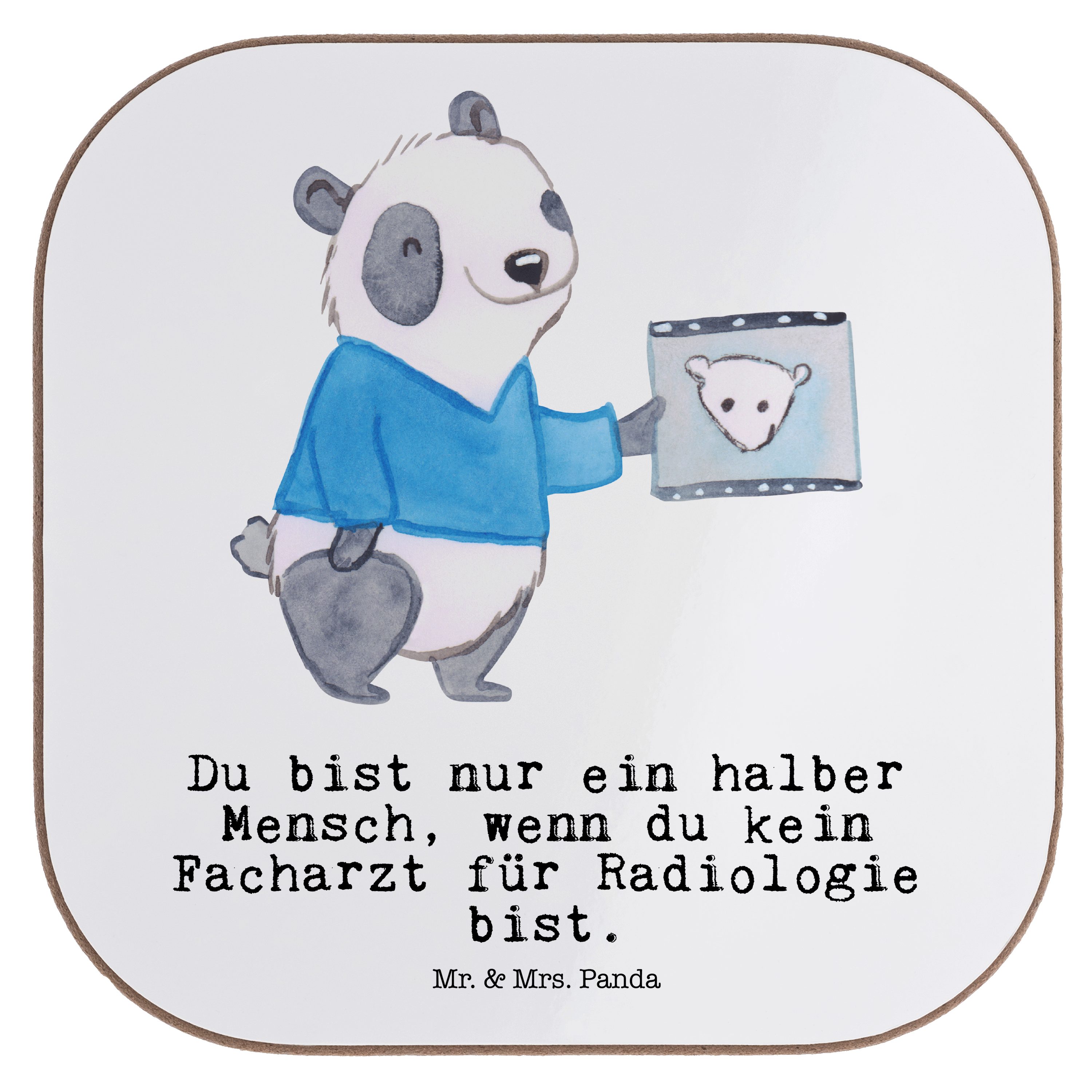 Mr. & Mrs. Panda Getränkeuntersetzer Facharzt für Radiologie mit Herz - Weiß - Geschenk, Schenken, Unterse, 1-tlg.