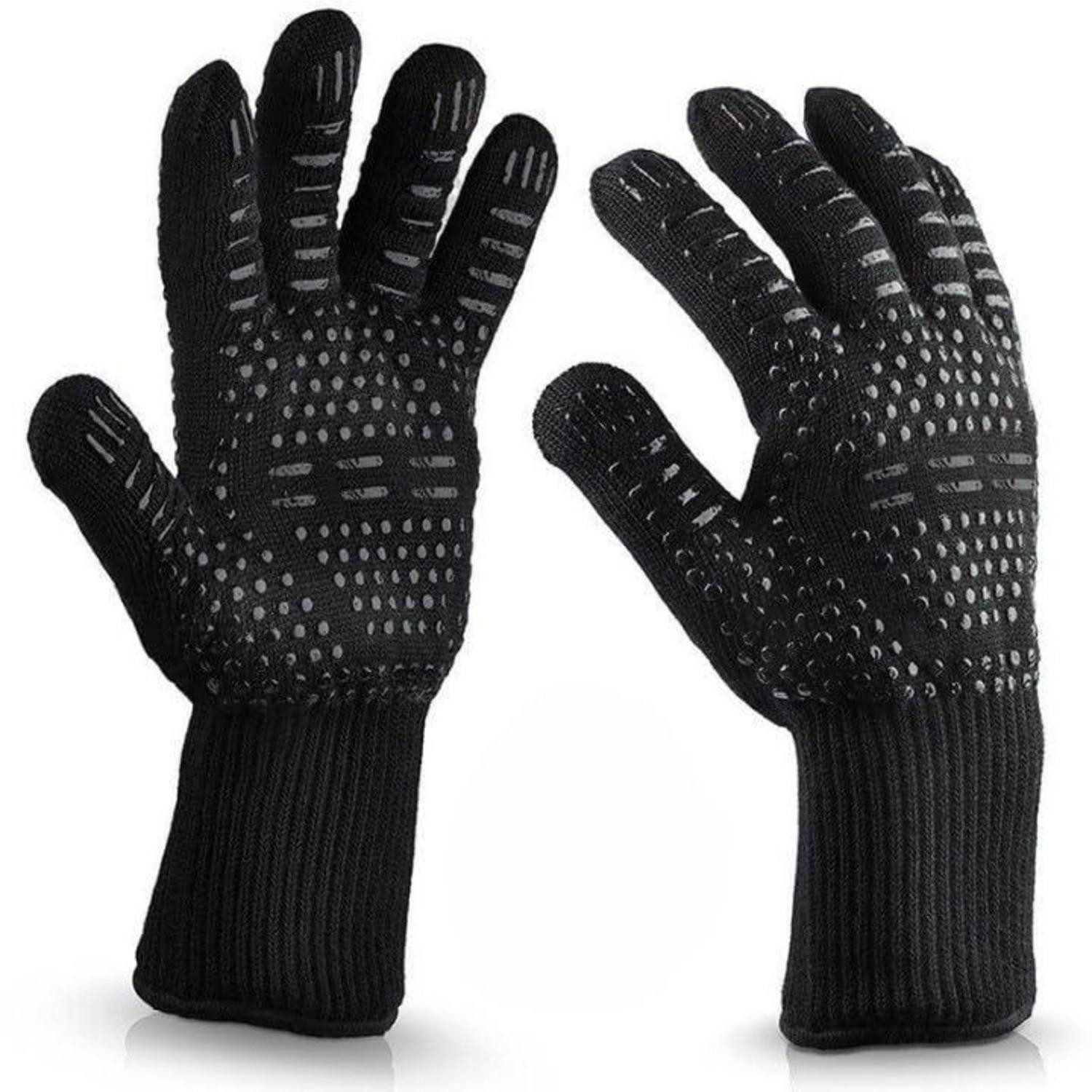 LuxusKollektion Grillhandschuhe Grillhandschuhe 800°C hitzebeständig Paar schwarz