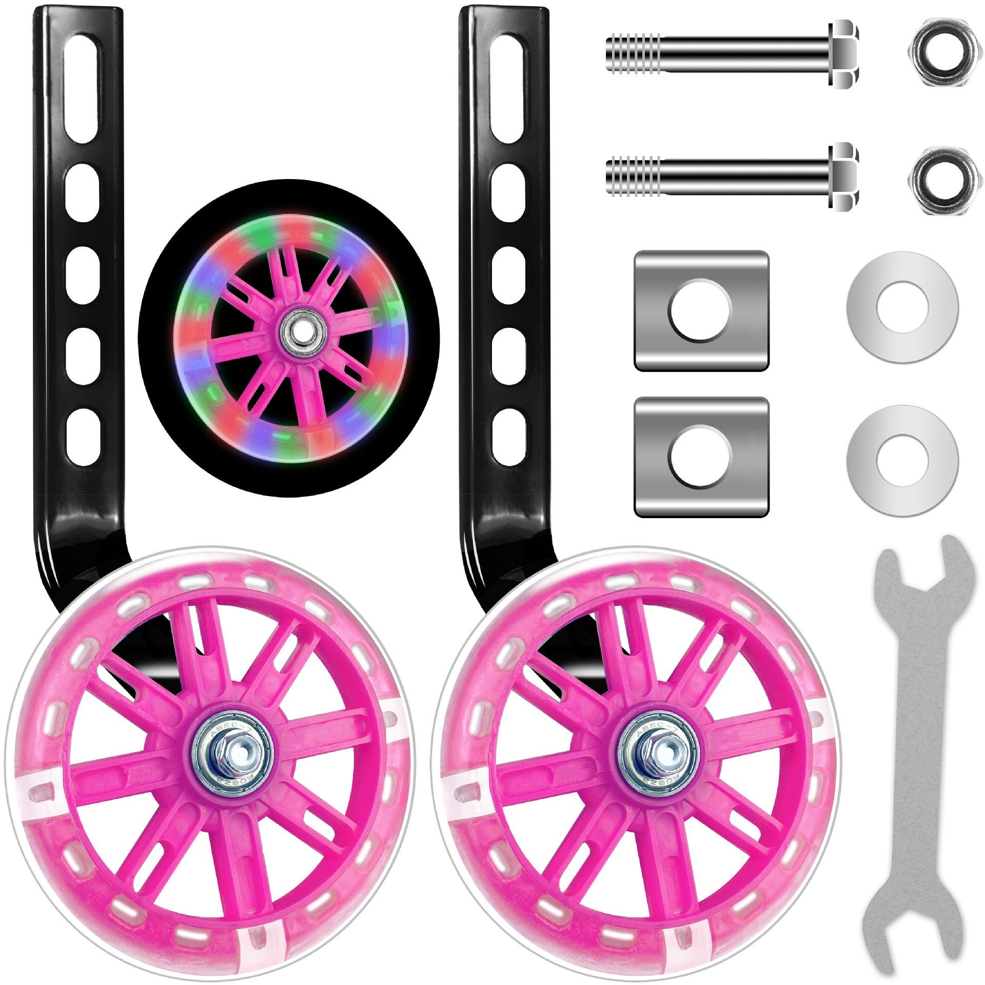 Coonoor Fahrrad-Stützrad Stützräder Kinderfahrrad Hilfsräder für Kinder mit Mute Flash Räder, Einstellbare Universal Hilfsräder, für 12 14 16 18 20 Zoll