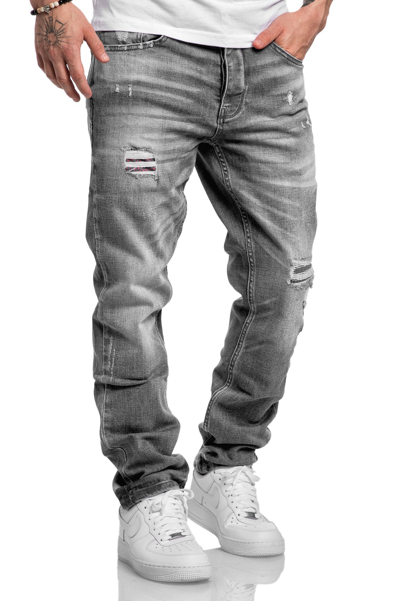 Amaci&Sons Straight-Jeans KANSAS Regular Fit Destroyed Jeans