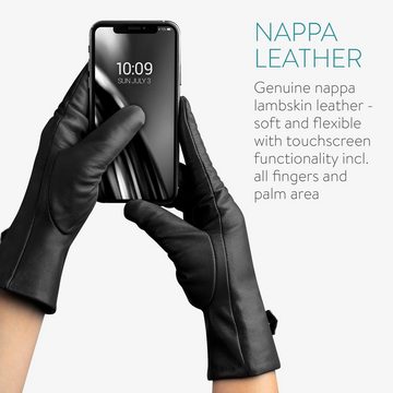 Navaris Lederhandschuhe Damen Nappa Handschuhe Touchscreen - Lammleder Kaschmir Mix Futter - M