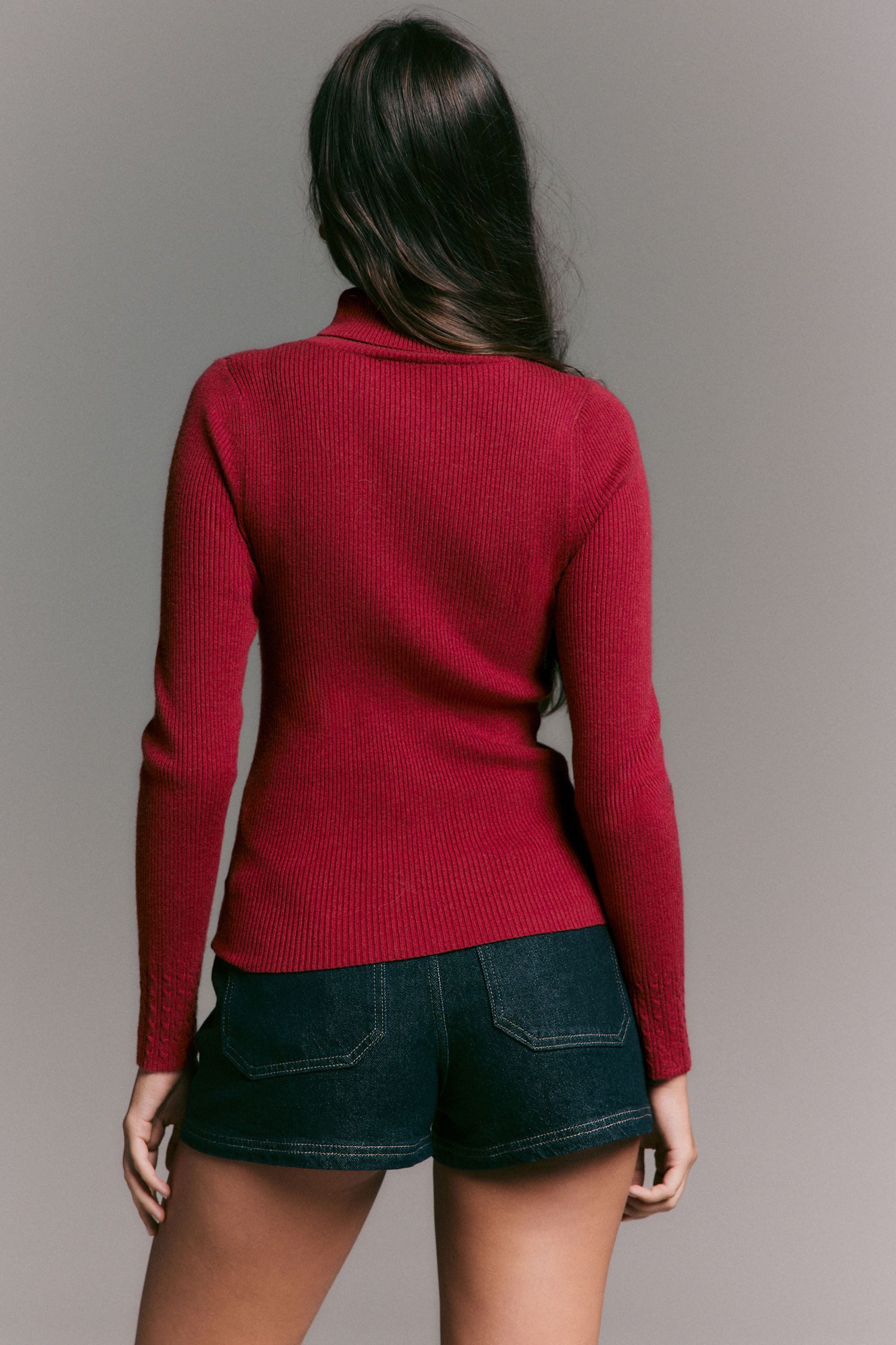 Next Strickpullover Gerippter Rollkragenpullover mit Wollanteil günstig online kaufen