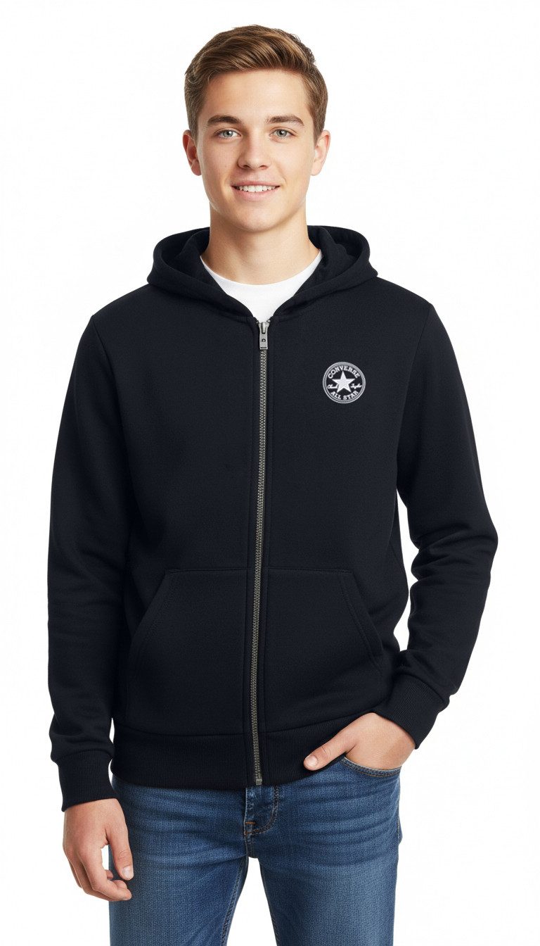 Converse Kapuzensweatjacke CNVB FLEECE CTP CHEST CORE FZ mit farblich passender Fütterung, aus elastischem Material