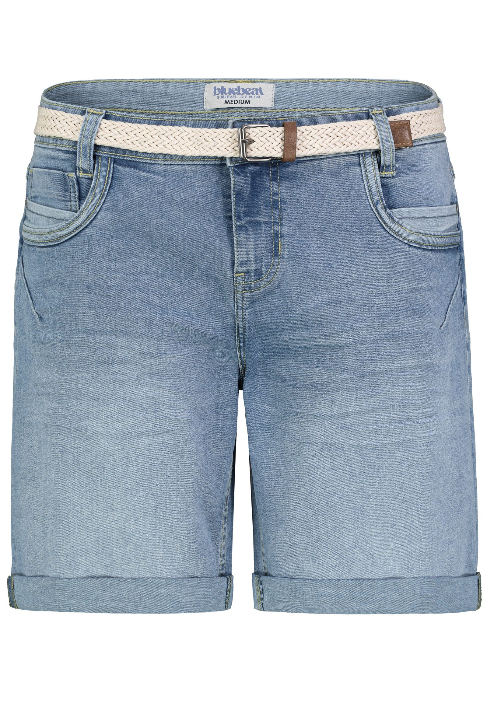 SUBLEVEL Jeansbermudas Damen Jeans Shorts kurze Hose mit Gürtel 5 Pocket, S günstig online kaufen