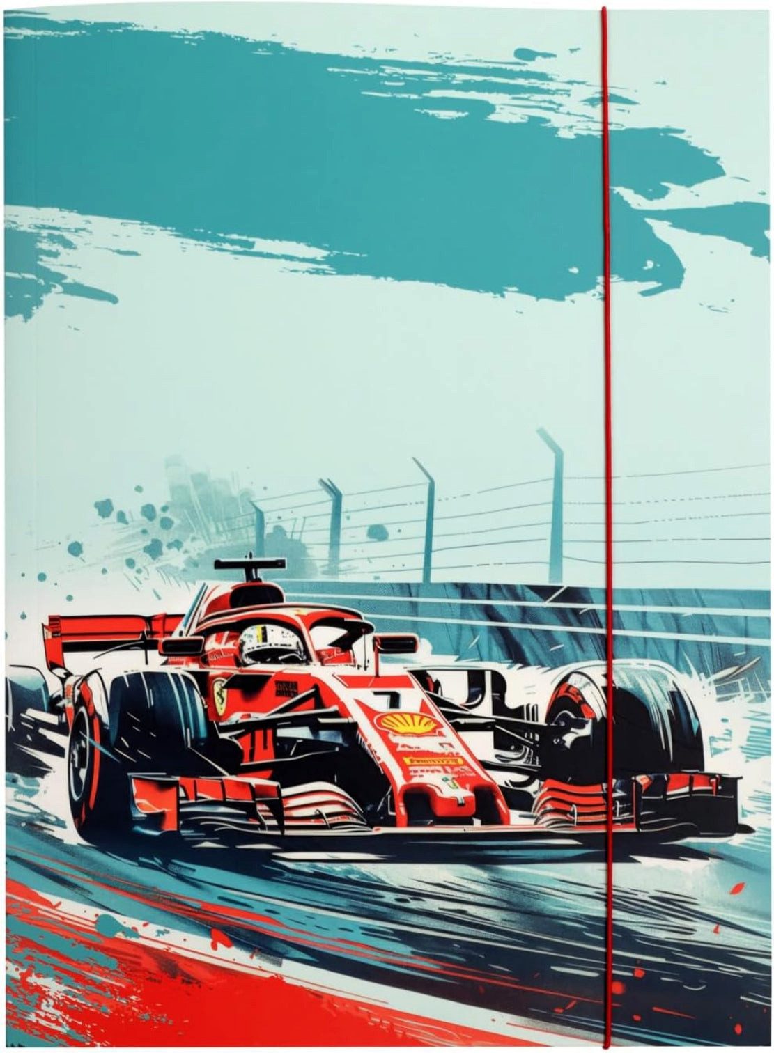 Idena Spiel Idena Sammelmappe Autorennen A3 - Robuste Dokumentenmappe mit Gummizug