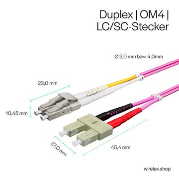 Kabelbude.eu Duplex Patchkabel LC/SC 50/125µ, OM4 Glasfaserkabel, (100 cm)