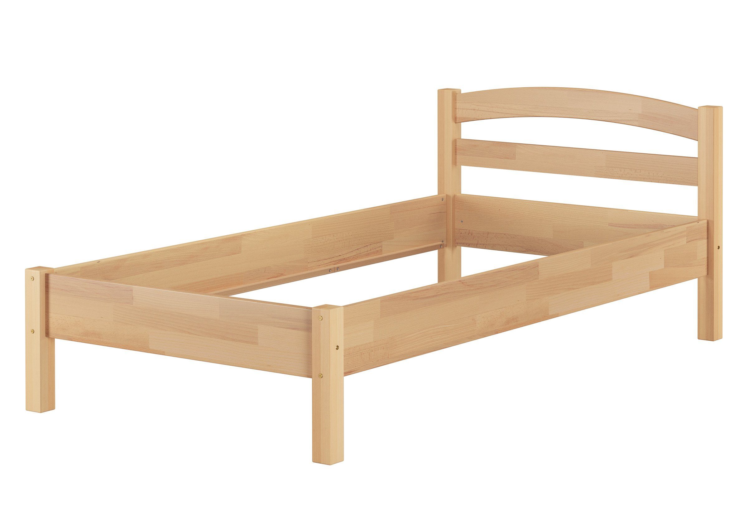 Rost Buchefarblos lackiert Bett 100x200 mit Einzelbett-Set ERST-HOLZ und Buche, Matratze