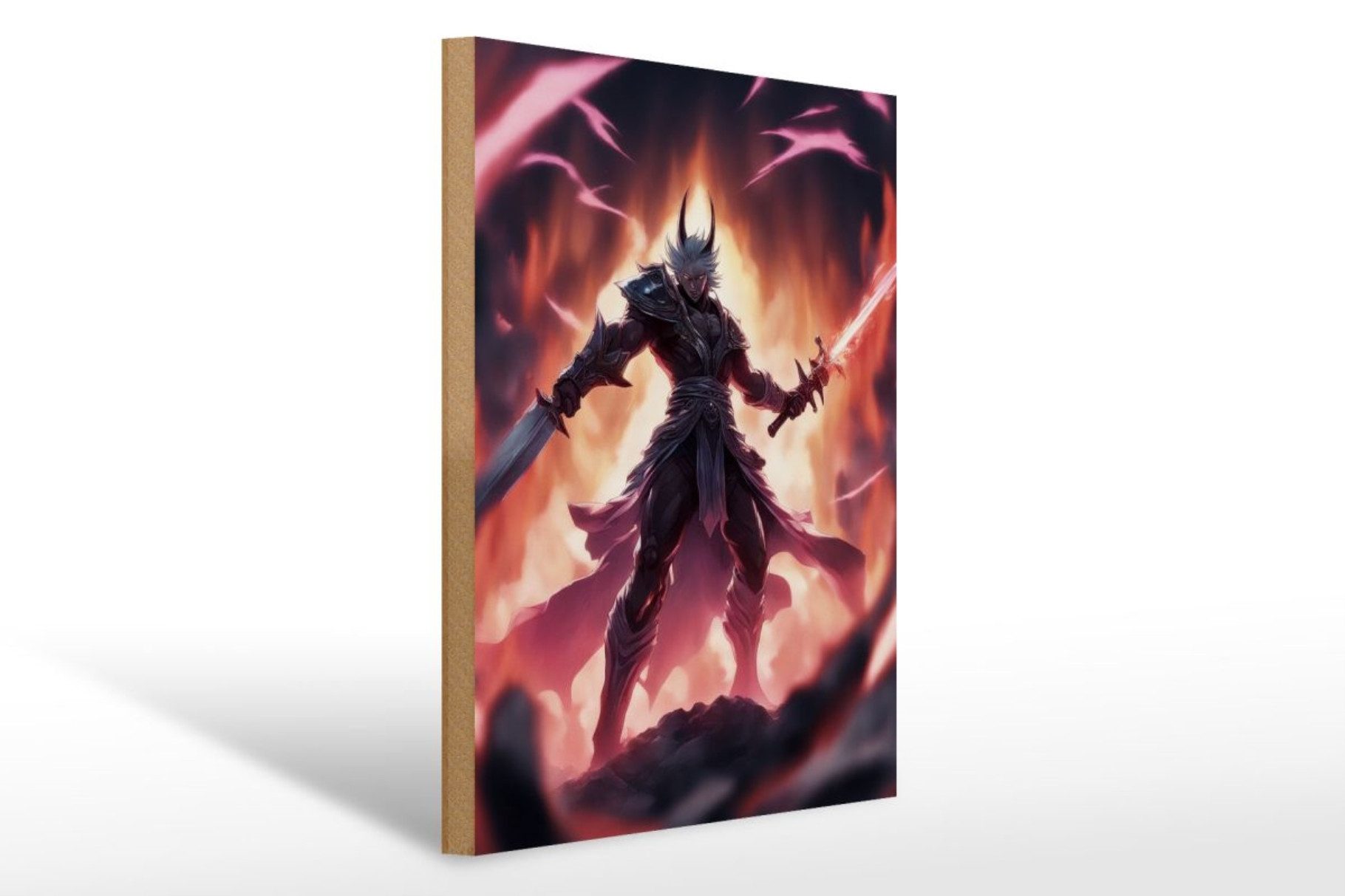 Femer GmbH Holzbild 20x30cm Energie Peitschen Dämon, (1 St), Glatte Holzfaserplatte (MDF), vorn beschichtet