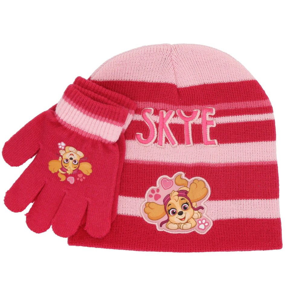 PAW PATROL Schlupfmütze Paw Patrol Skye Kinder 2tlg Set Winter Mütze plus Handschuhe (2-St) Gr. 52/54