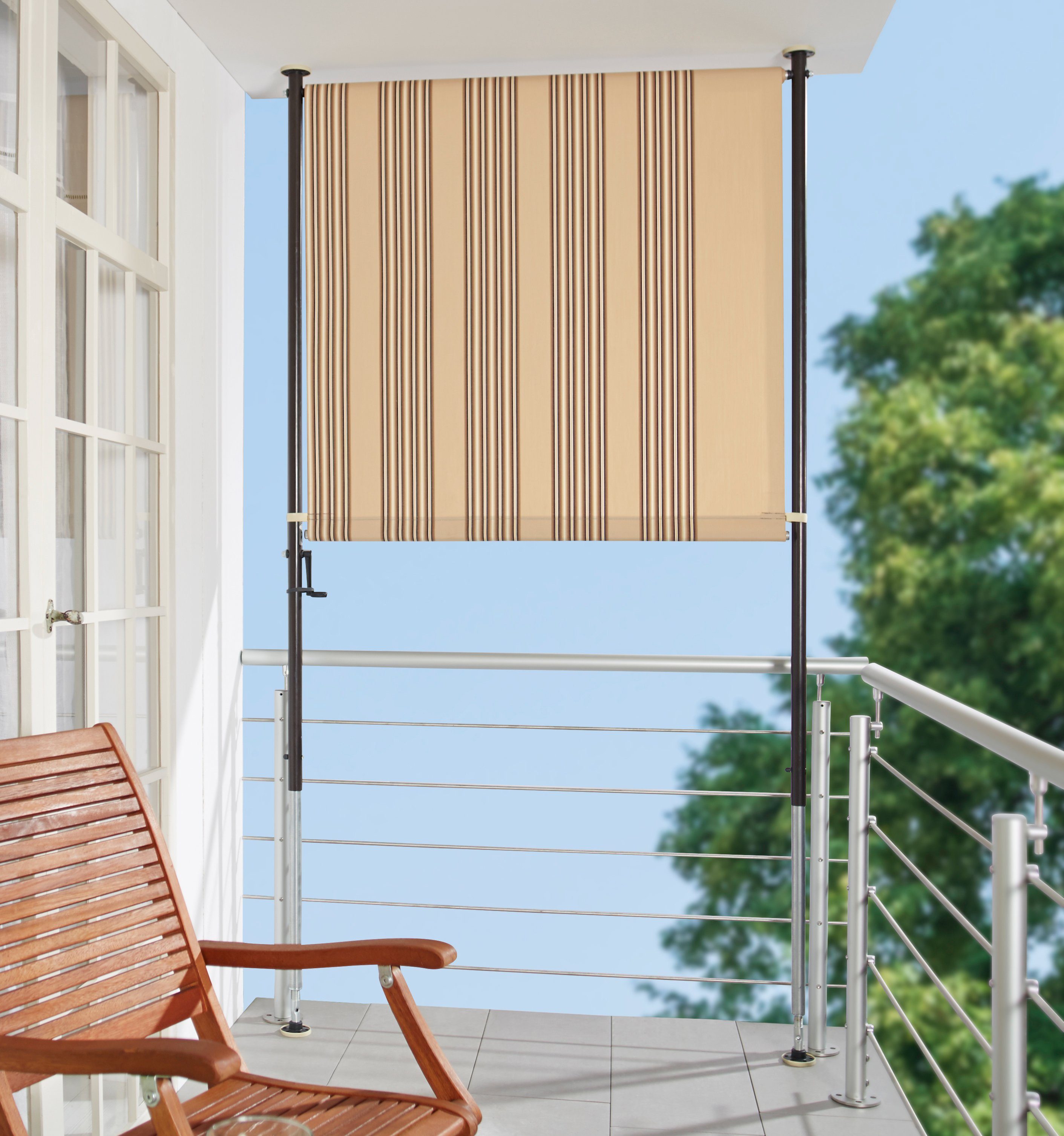 Angerer Freizeitmöbel Klemm-Senkrechtmarkise beige/braun, BxH: 120x225 cm