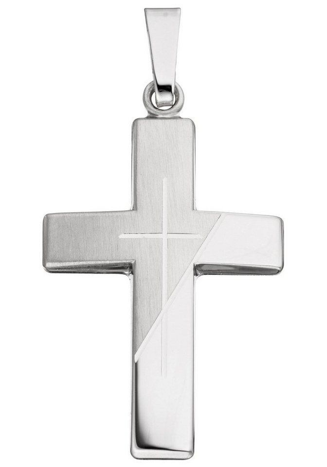 JOBO Kreuzanhänger Anhänger Kreuz, 925 Silber, Höhe ca. 30,8 mm, Breite ca.  18,7 mm, Tiefe ca. 2,5 mm