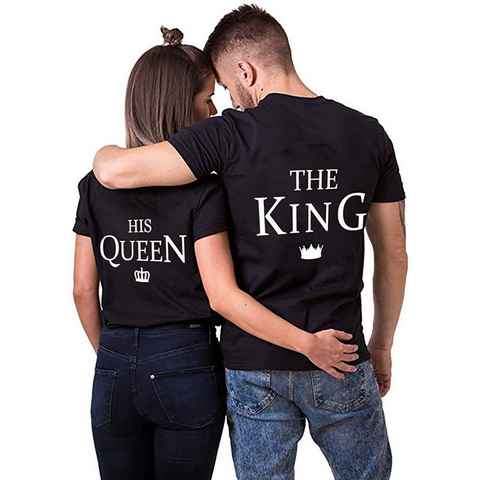 Couples Shop T-Shirt The King & His Queen Shirts für Paare mit modischem Print