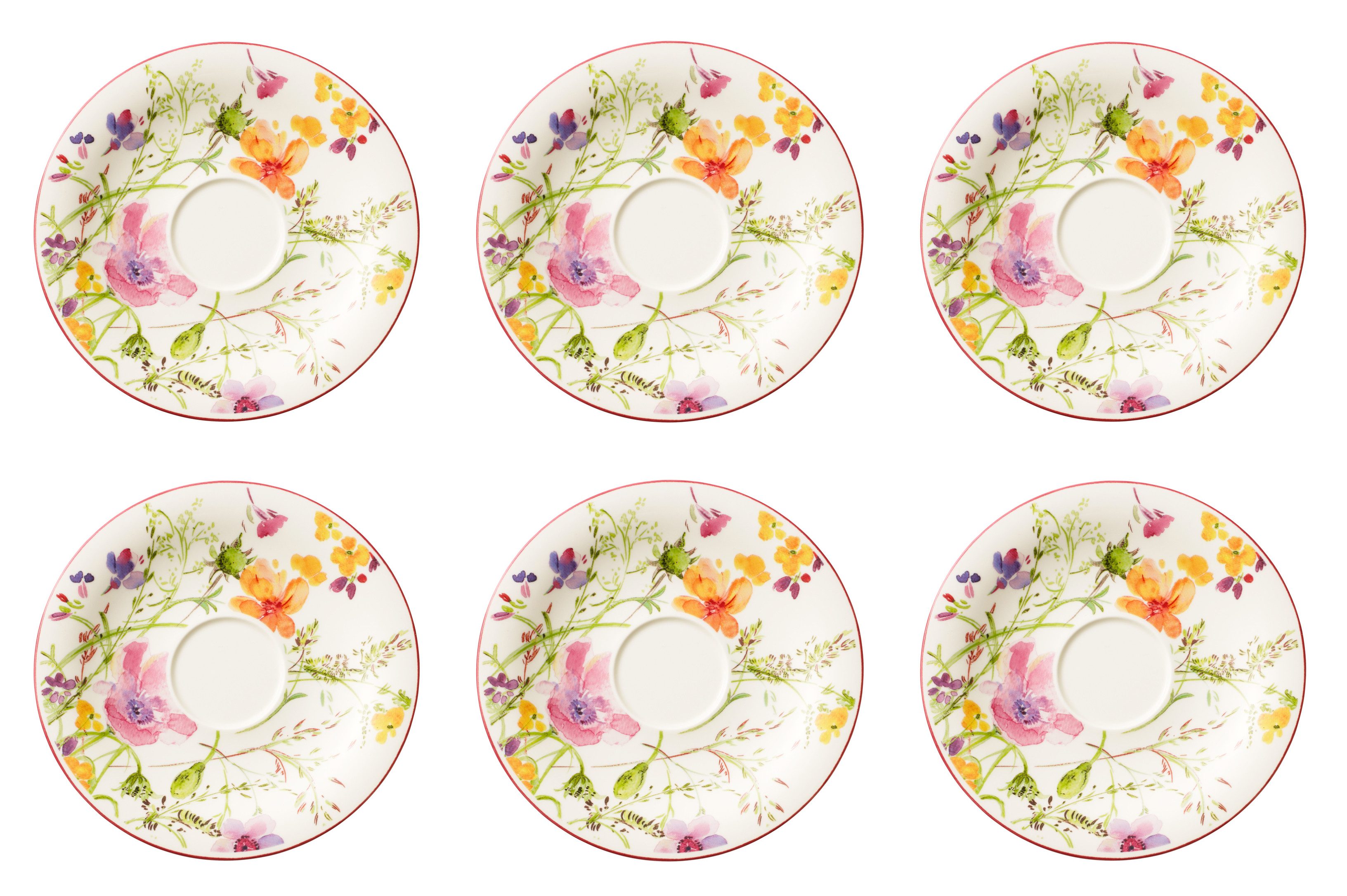 Villeroy & Boch Untertasse Mariefleur Basic, Spülmaschinengeeignet, Mehrfarbig, Motiv: Blumen