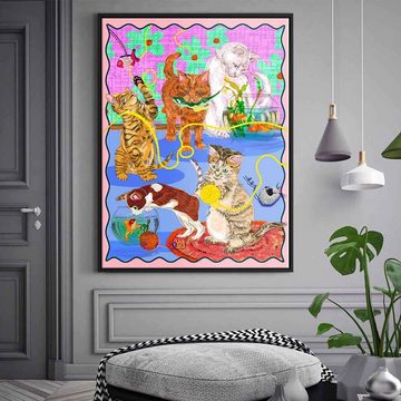 DOTCOMCANVAS® Leinwandbild Kitten Playground, Leinwandbild Kitten Playground Katzen spielen bunt Wandbild