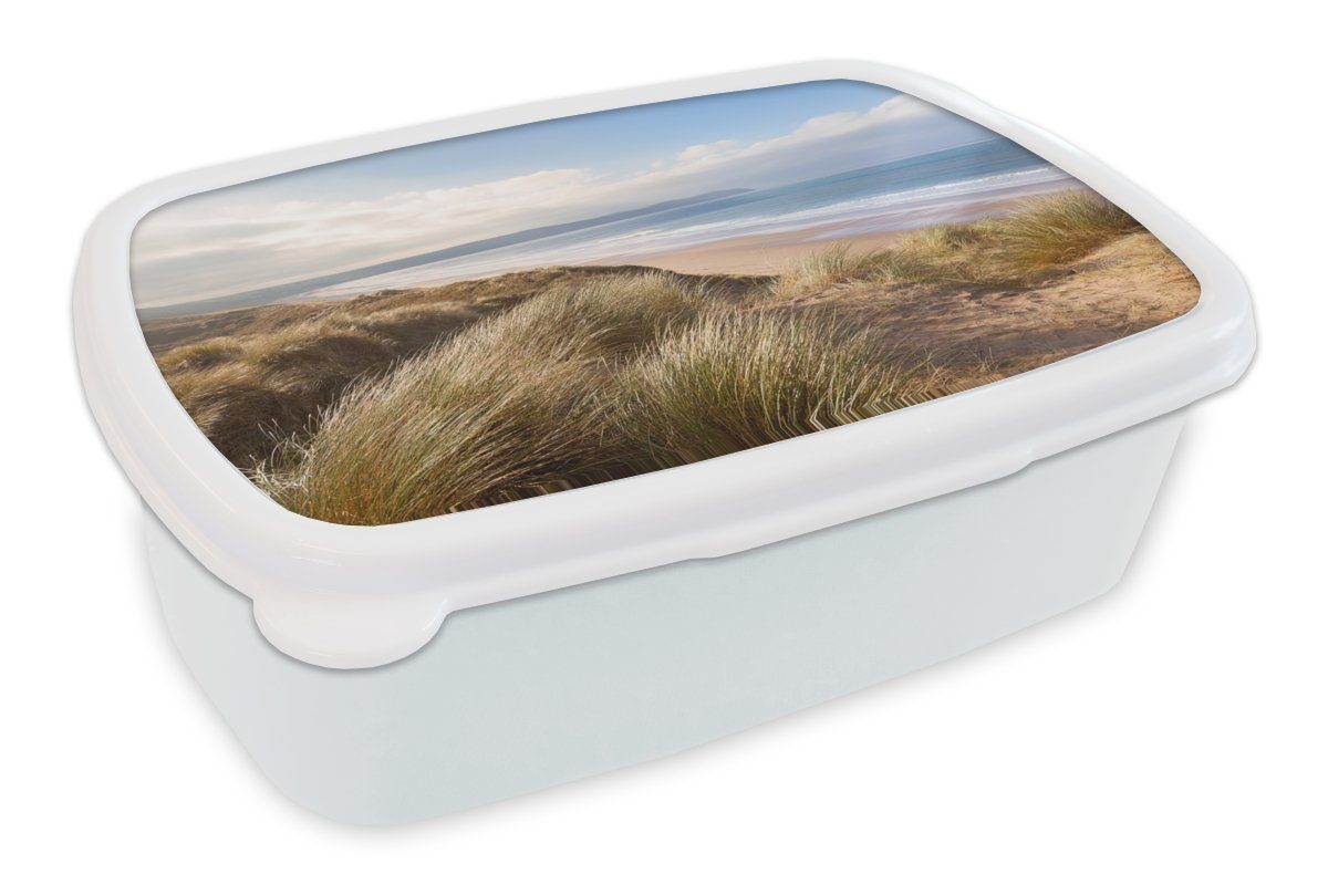 Brotbox Lunchbox MuchoWow - Kinder Kunststoff, und Jungs (2-tlg), Brotdose, für und Mädchen Strand weiß - Düne Wasser, Erwachsene, für