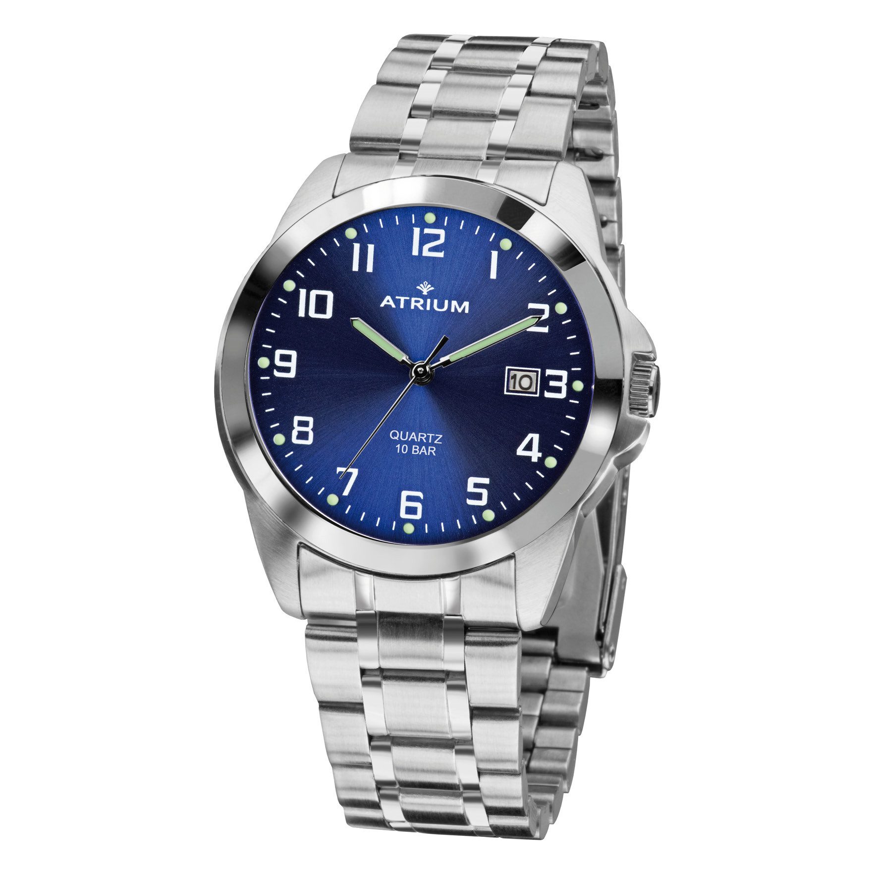 Atrium Quarzuhr A16-35 Herren Armbanduhr Edelstahl Datum 10 bar, analog klassisch schlicht deutlich Geschenkidee Ø 39 mm