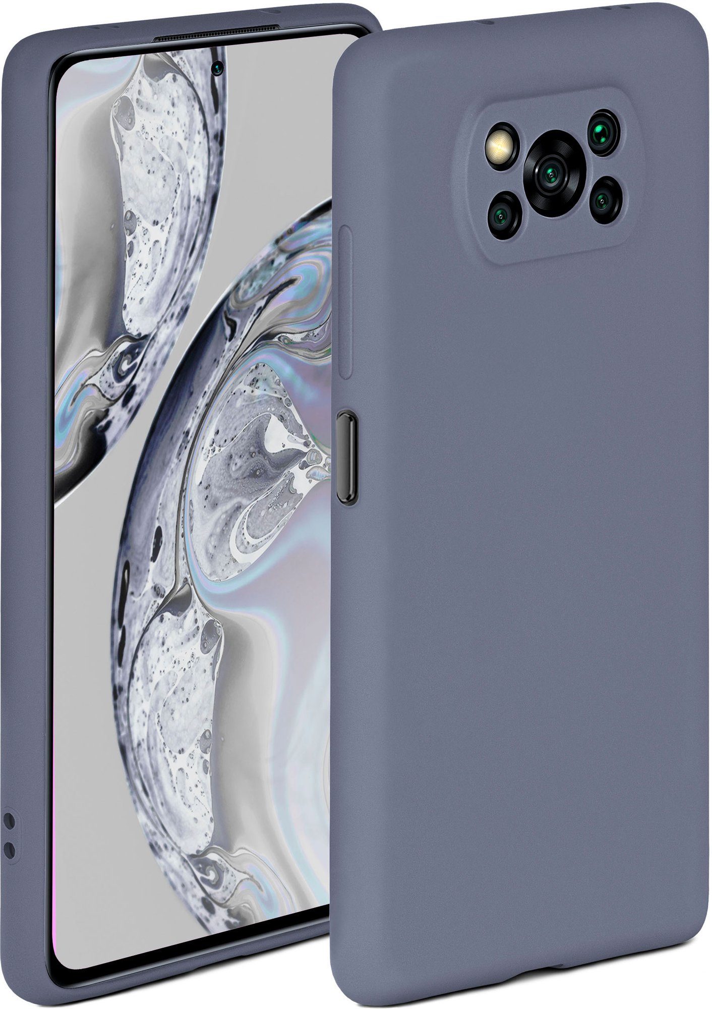 ONEFLOW Handyhülle Soft Case, Hülle aus Silikon, Schutzhülle Bumper, Backcover abdeckung, Silicon Handytasche, Silikonhülle, Schutz Cover, weiche Handyhülle - matt Blau Grau