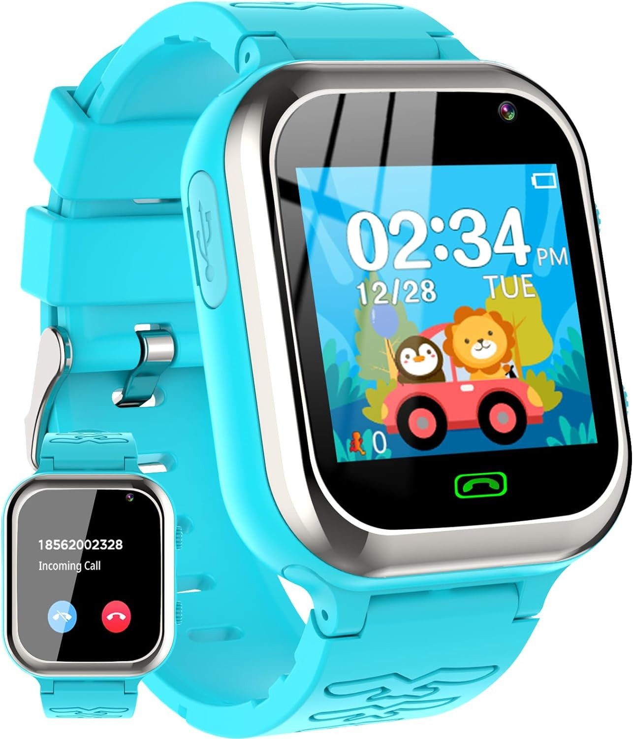 Kaacly für Jungen Mädchen Kinder Geburtstag/Weihnachten Geschenke Smartwatch, mit Telefon Anruf SOS Musik Video Kamera Schrittzähler Alarm