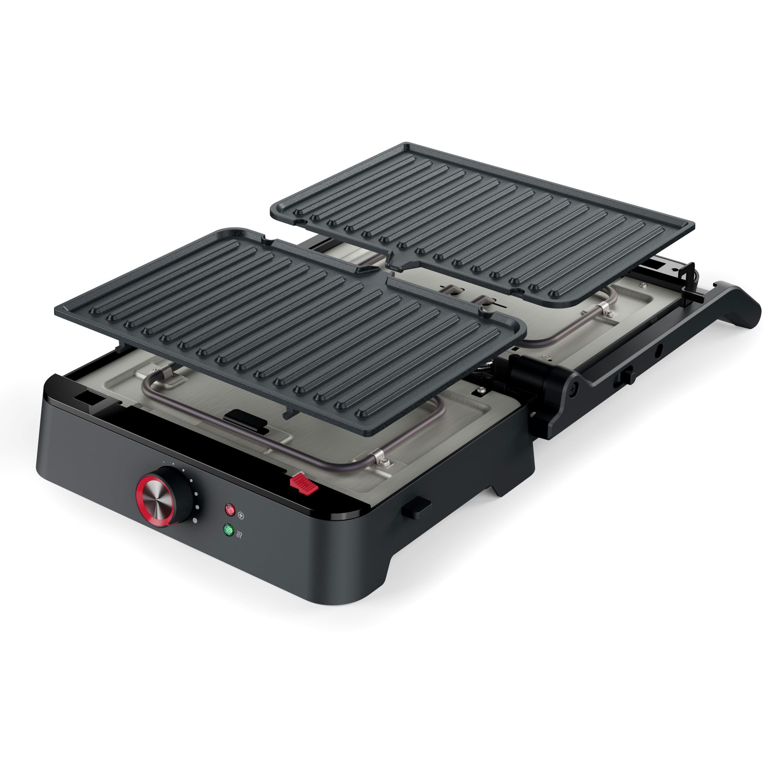 PRINCESS Kontaktgrill 01.117502.01.001, Elektrischer Kontaktgrill mit 180° Öffnung, abnehmbaren Platten