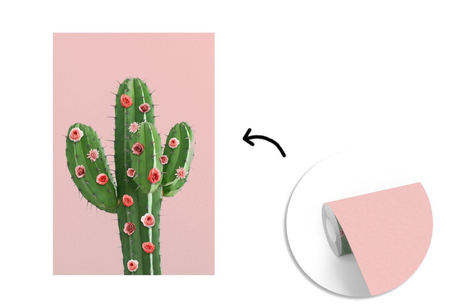 Stilleben Tapete Kaktus - - Fototapete Blumen, Wandtapete St), Vinyl bedruckt, Montagefertig Wohnzimmer, (3 MuchoWow Matt, für