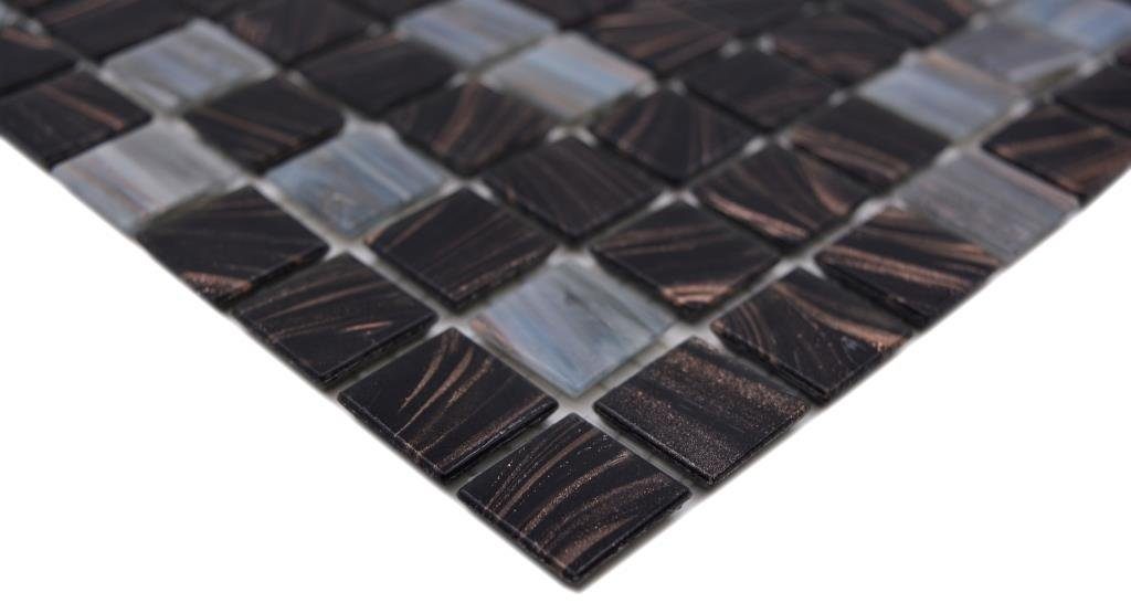 Duschrückwand anthrazit Mosani Bodenfliese grau schwarz kupfer Mosaikfliesen Glasmosaik