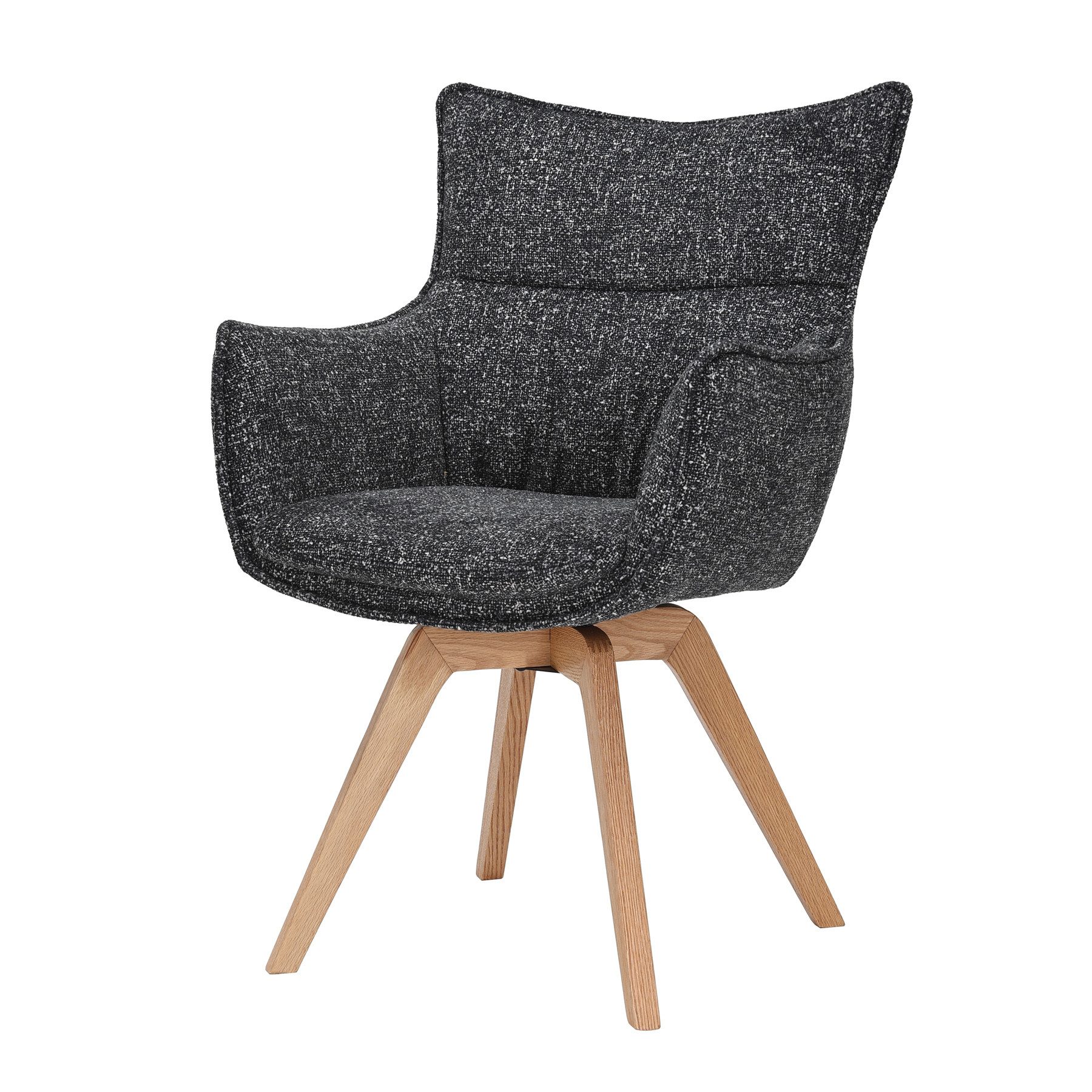 riess-ambiente Drehstuhl VOGUE anthrazit/natur - Strukturstoff, Eiche, 360° drehbar, Armlehne (Einzelartikel, 1 St), moderner Polsterstuhl - ideal für Ess-, Arbeits-, Wohnzimmer & Büro