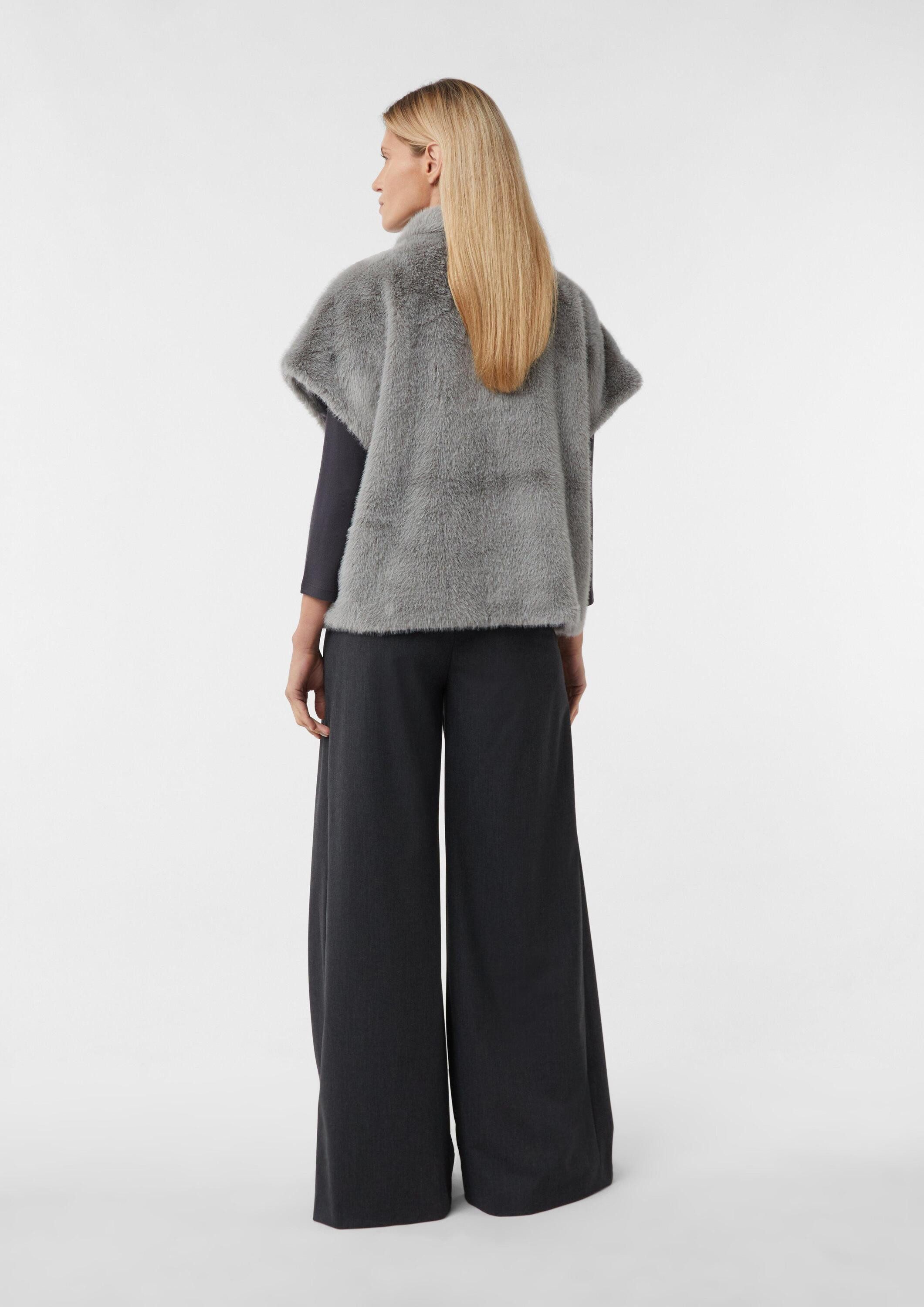 comma Outdoorjacke Outdoor-Weste Weite ärmellose Weste aus Webpelz