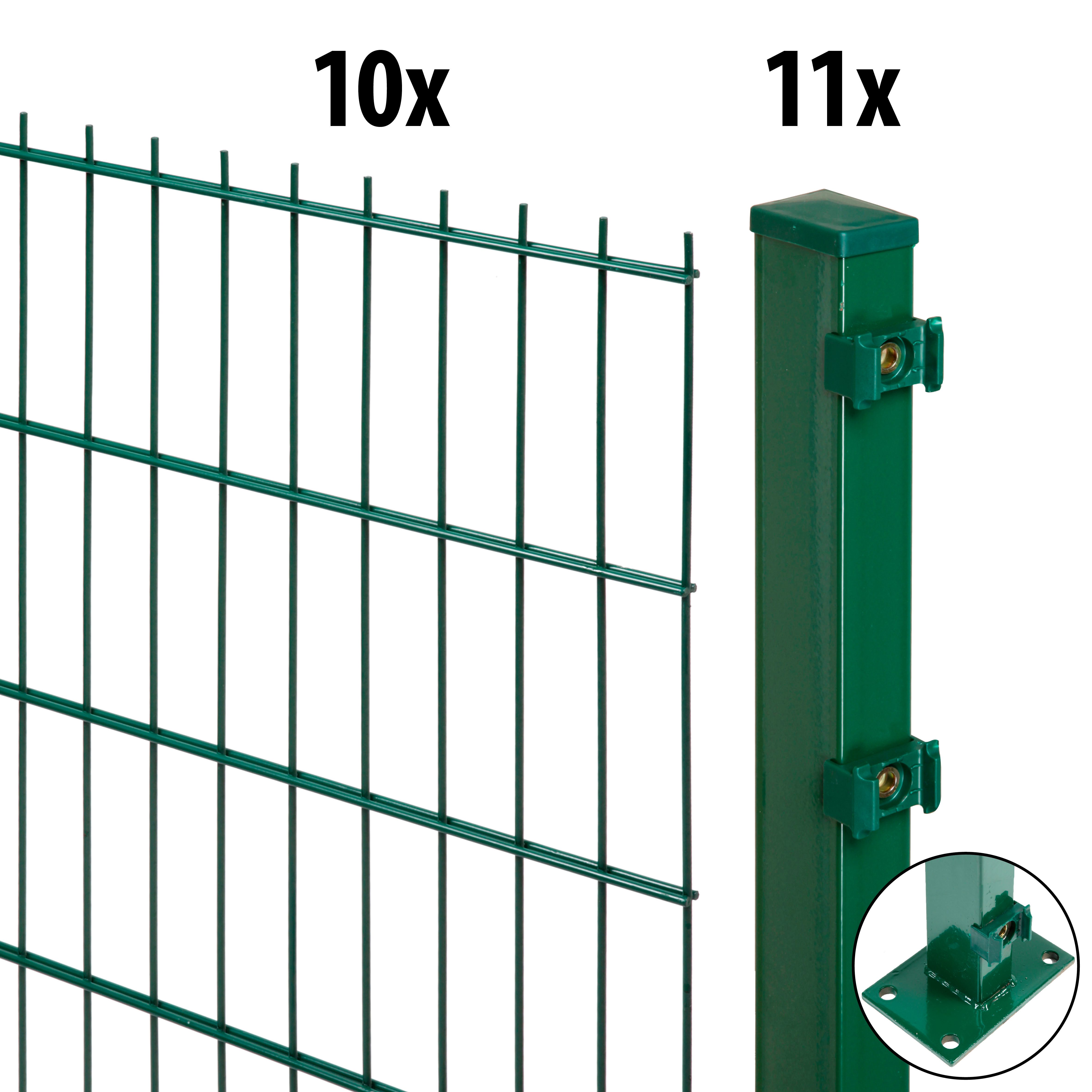 GARDEN 'N' MORE Doppelstabmattenzaun Excellent, (21-St), 10 Elemente für 20 m, LxH: 200 x 183 cm, mit 11 Pfosten