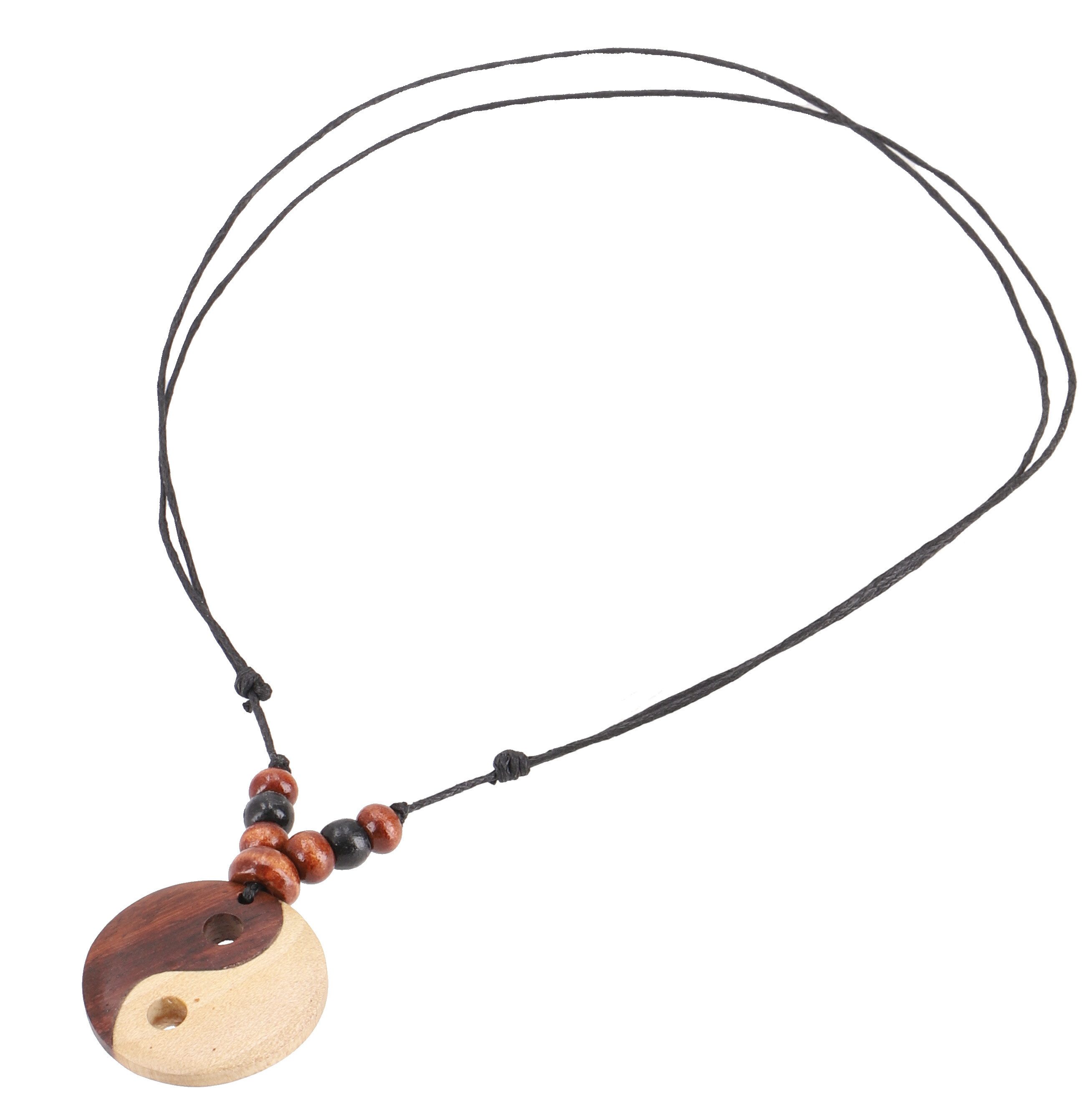 Guru-Shop Perlenkette Ethno Holzschmuck, Halskette, Surferkette - Yin..