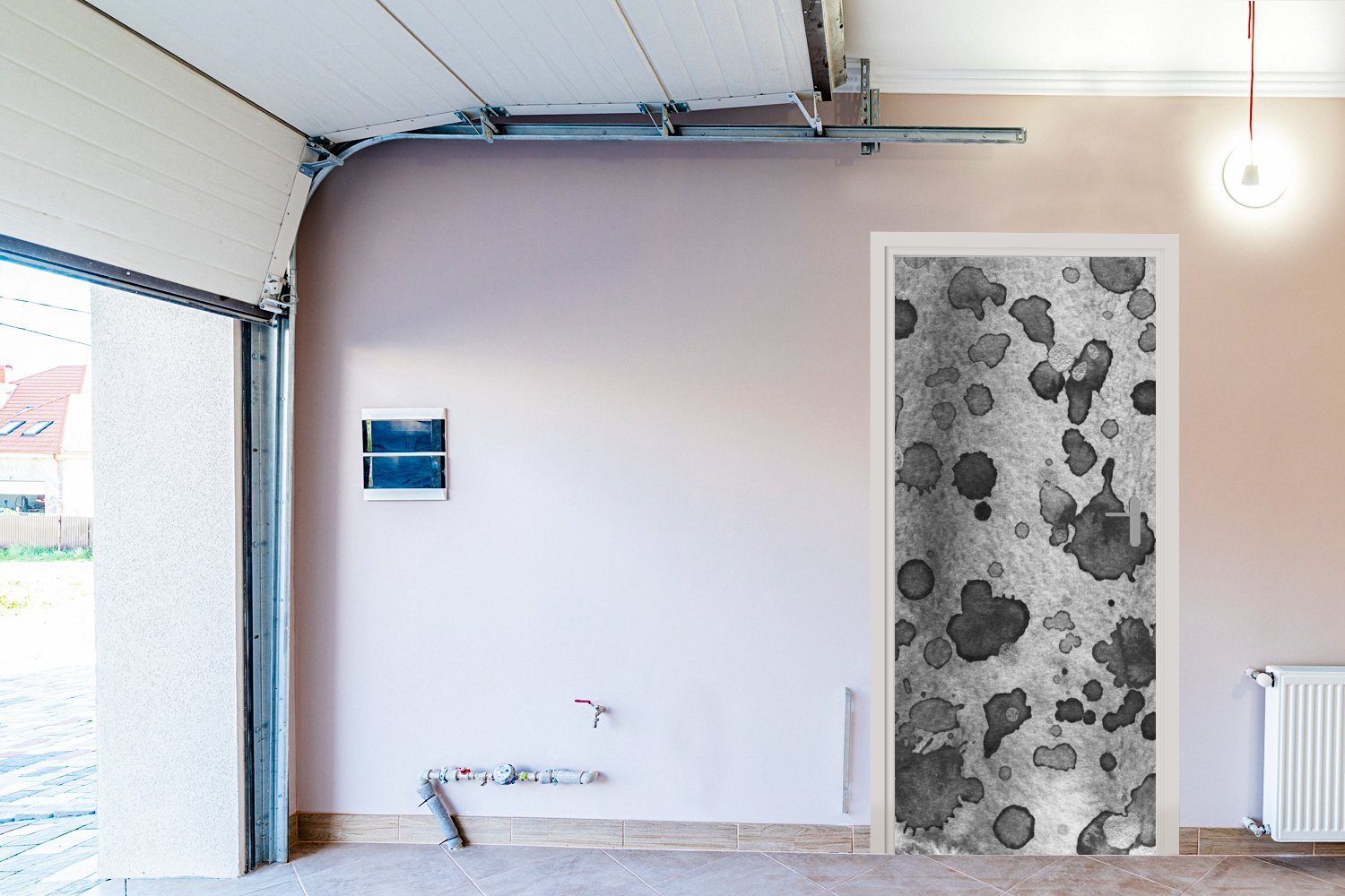 MuchoWow Türtapete Farbe - Grau Türaufkleber, Matt, Tür, - St), Fototapete cm (1 für 75x205 bedruckt, Schwarz