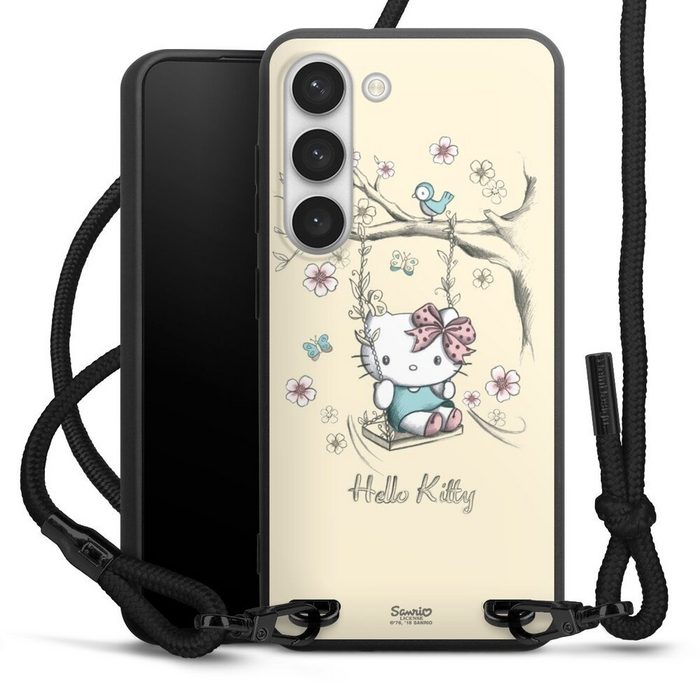 DeinDesign Handyhülle Hello Kitty Fanartikel Offizielles Lizenzprodukt Hello Kitty Natur Samsung Galaxy S23 Premium Handykette Hülle mit Band Case zum Umhängen