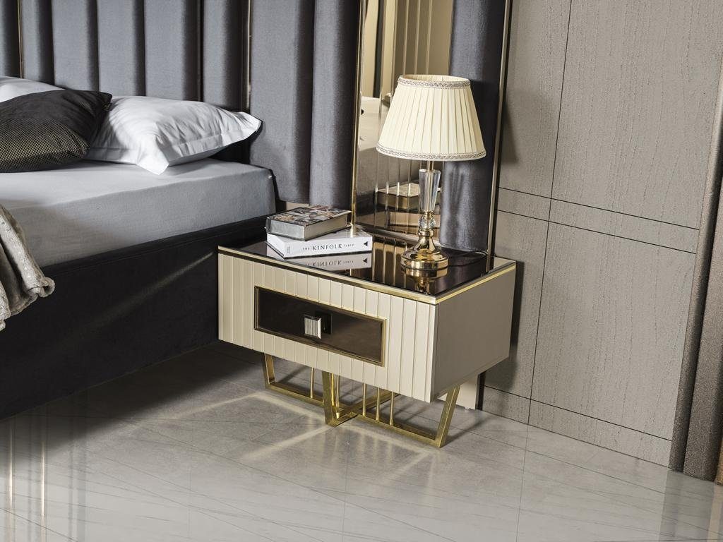 (4-St) Luxus Kleiderschrank Bett Möbel 2x Schlafzimmer-Set 4tlg., JVmoebel Schlafzimmer + Nachttisch
