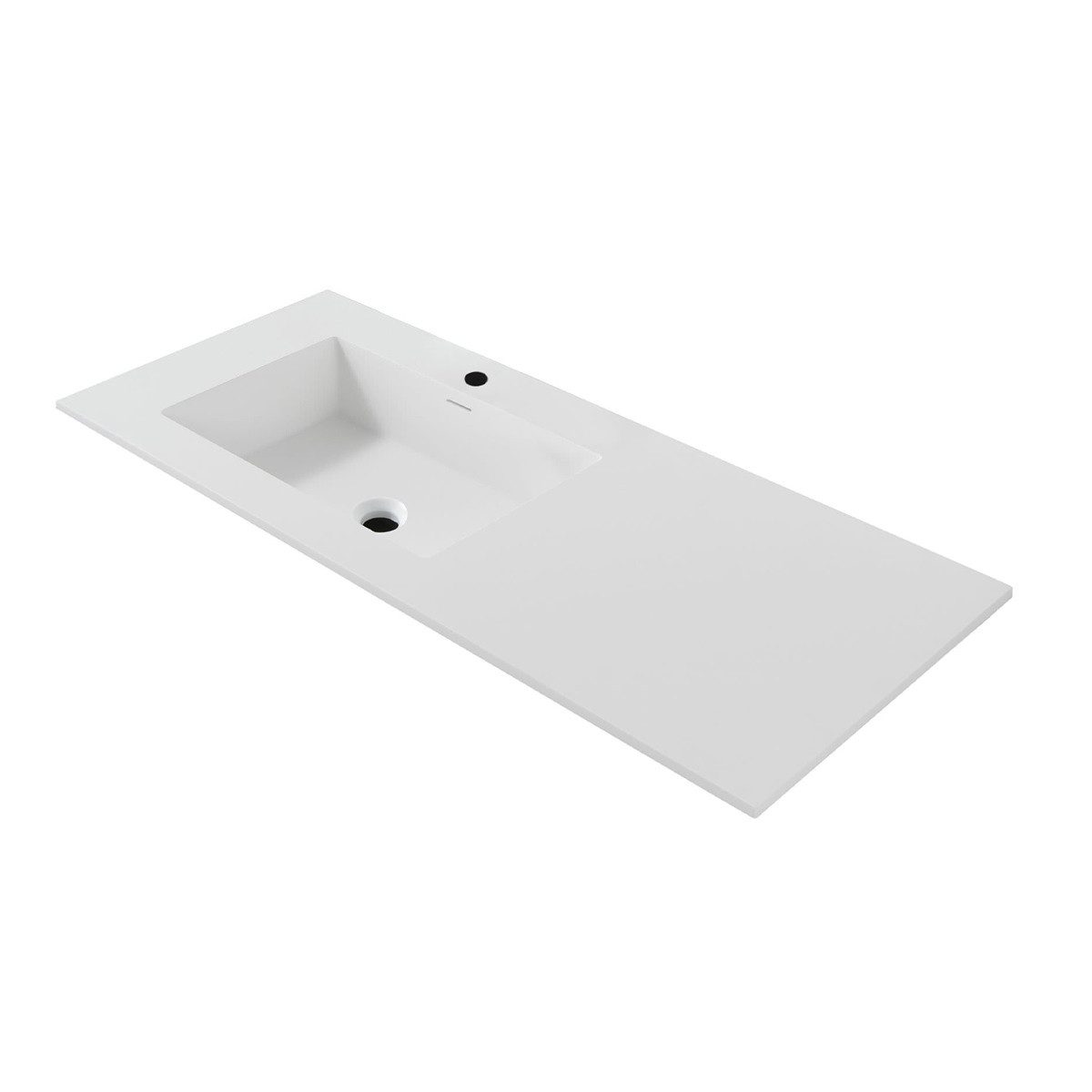 Belvit Waschbecken BV-WB3354-1 (einzel, 1-St), Waschtisch mit Ablagefläche 120 cm mattweiß Becken links mit
