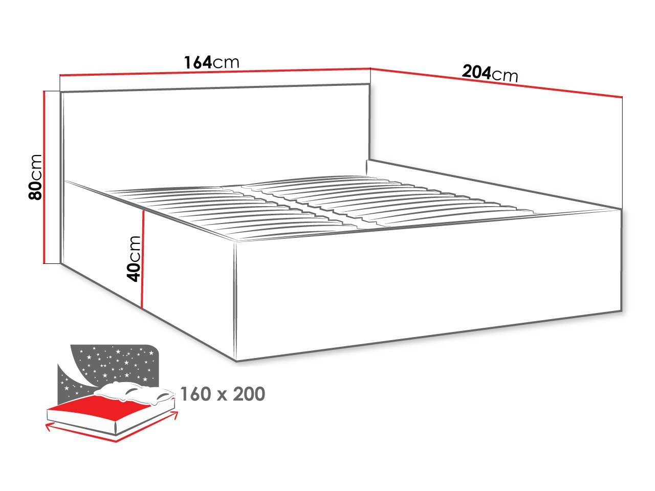 MIRJAN24 Bett Tokyo 160 (mit Lattenrost), 160/180x200 cm – Bild 4 von 5