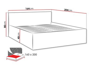 MIRJAN24 Bett Tokyo 160 (mit Lattenrost), 160/180x200 cm