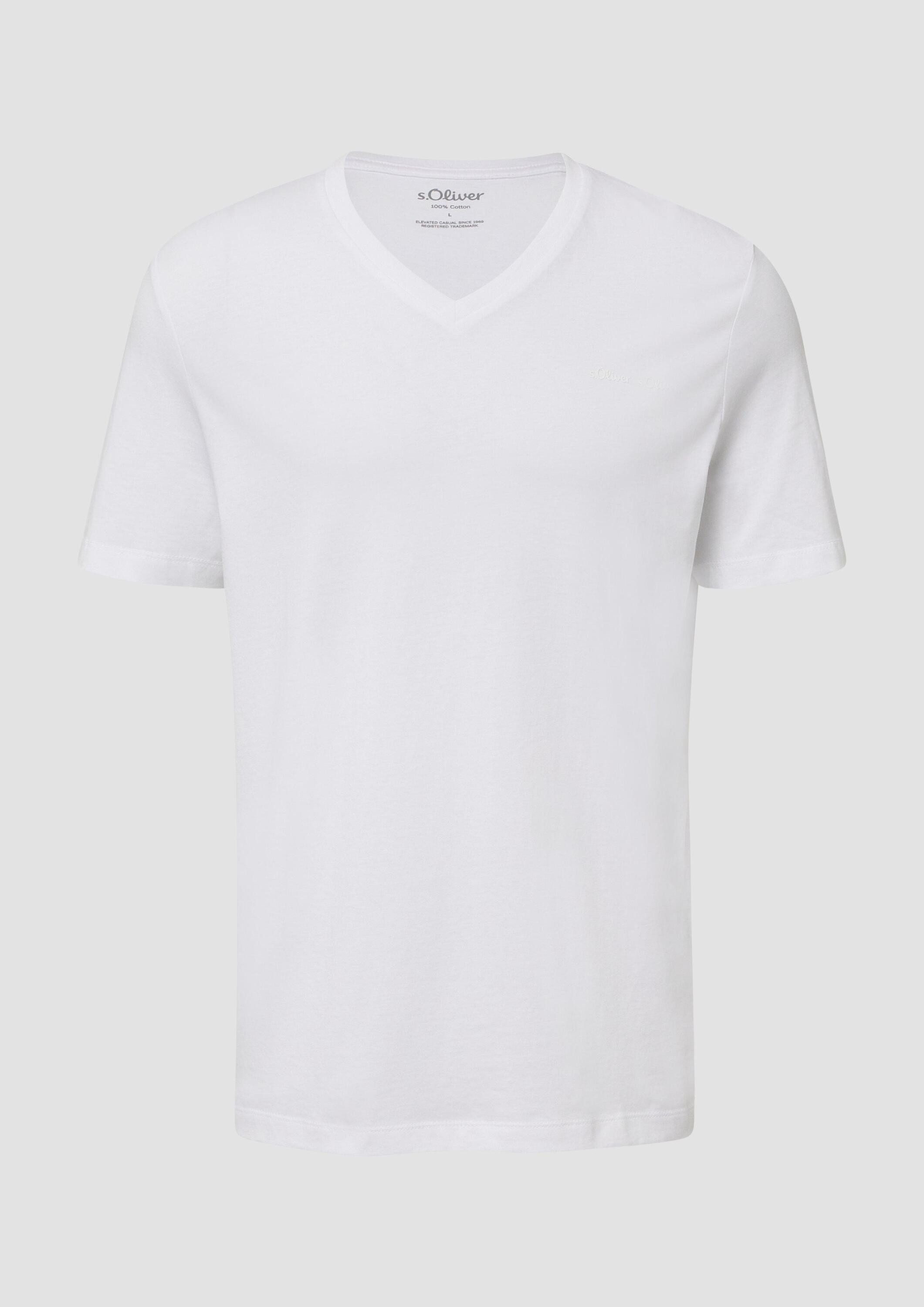 s.Oliver Kurzarmshirt T-Shirt Baumwoll-T-Shirt mit V-Ausschnitt günstig online kaufen