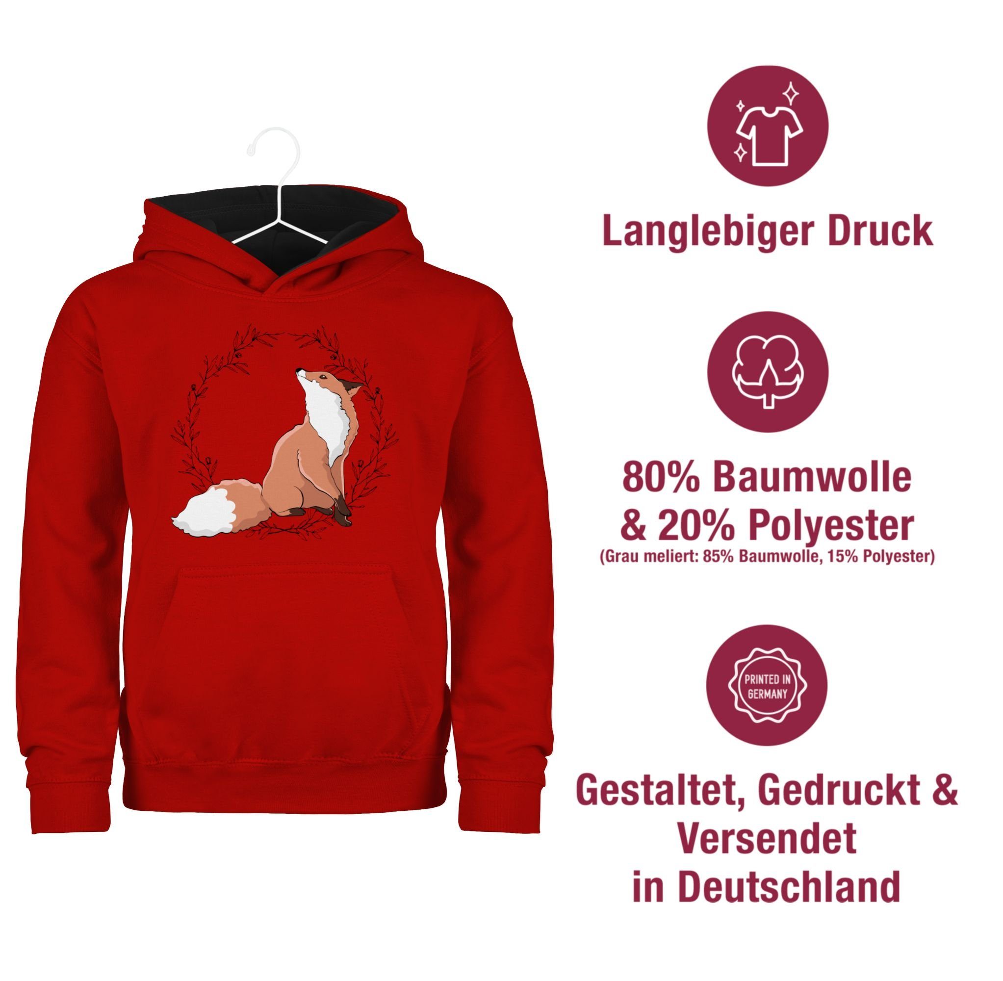 Fox Rot/Schwarz Fuchs Hoodie Gechenk Tiermotiv Animal Shirtracer 1 Print