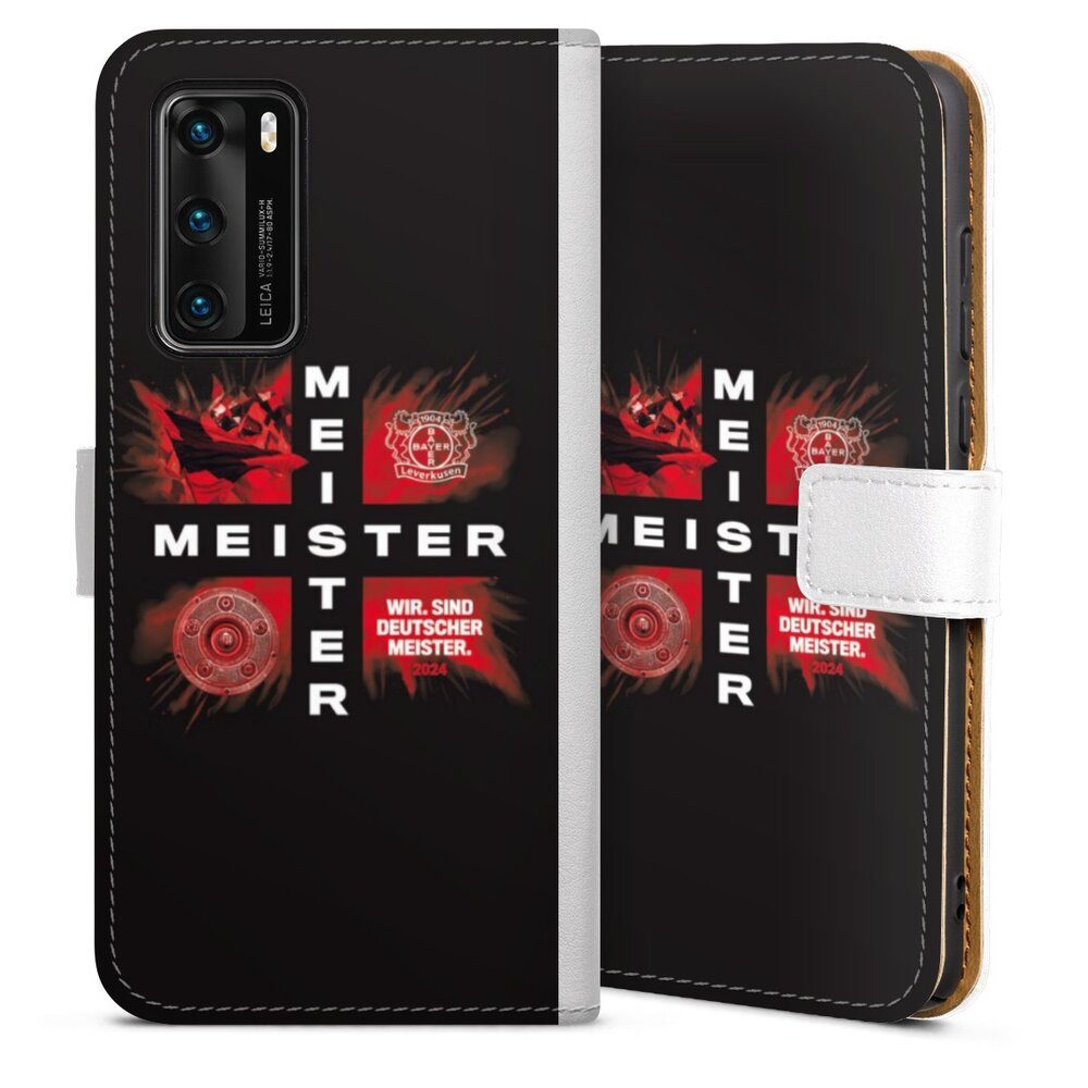 DeinDesign Handyhülle Bayer 04 Leverkusen Meister Offizielles Lizenzprodukt, Huawei P40 Hülle Handy Flip Case Wallet Cover Handytasche Leder