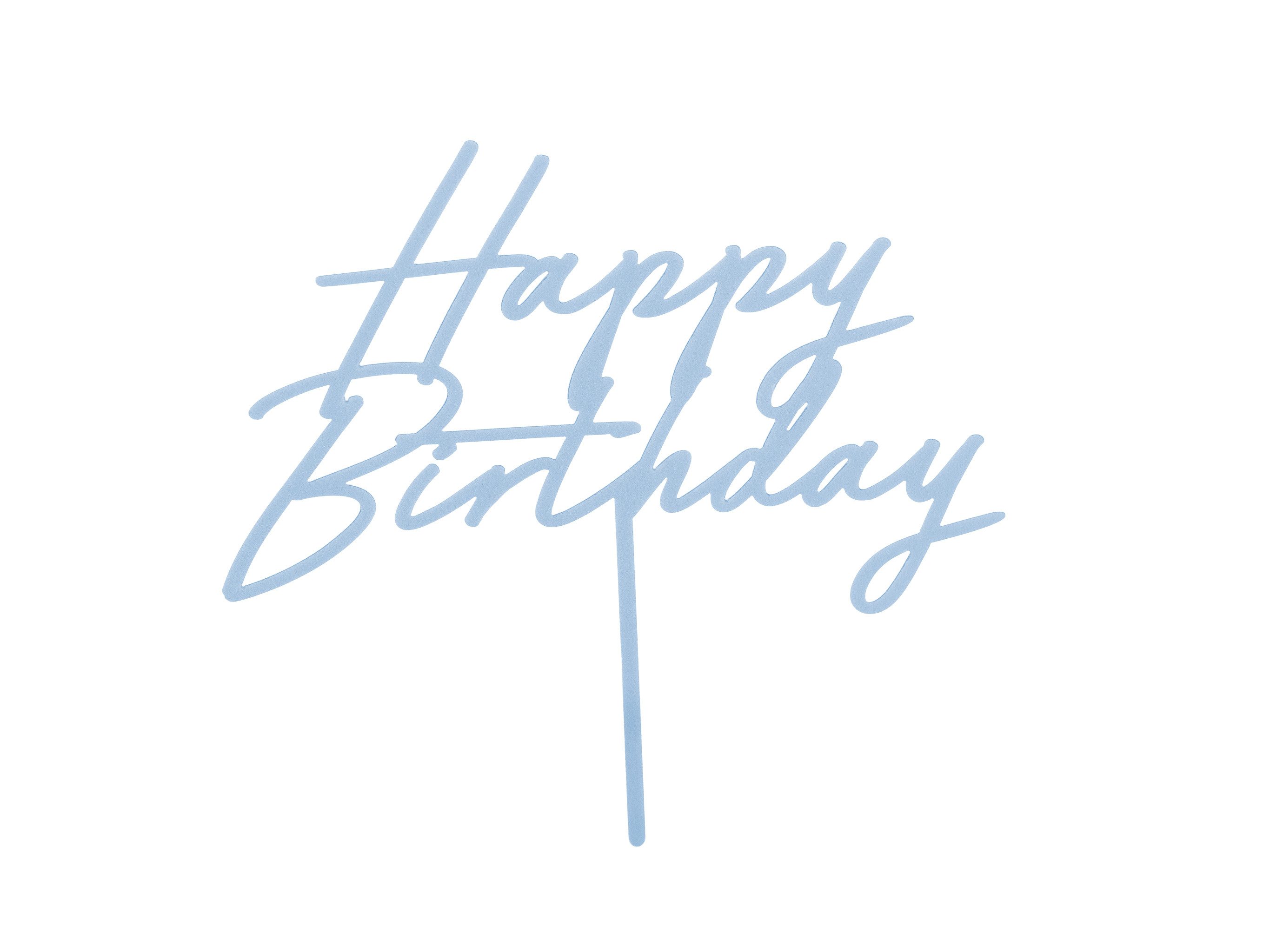 partydeco Tortenstecker, Cake Topper Happy Birthday 18x16cm Hellblau