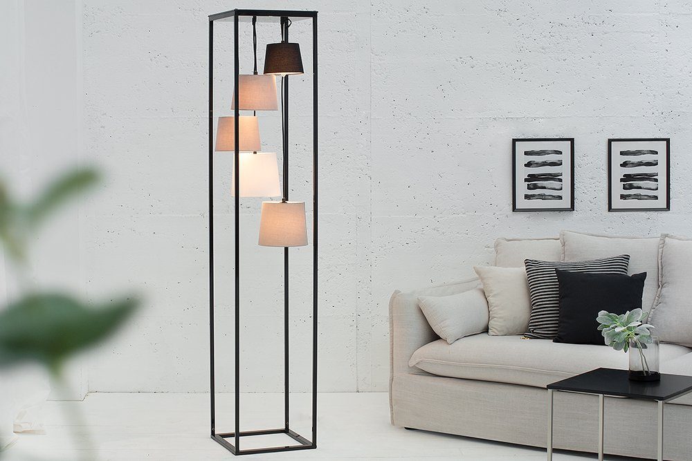 riess-ambiente Stehlampe LEVELS 180cm schwarz / grau, ohne Leuchtmittel, Retro Design,Schirm aus Leinenstoff